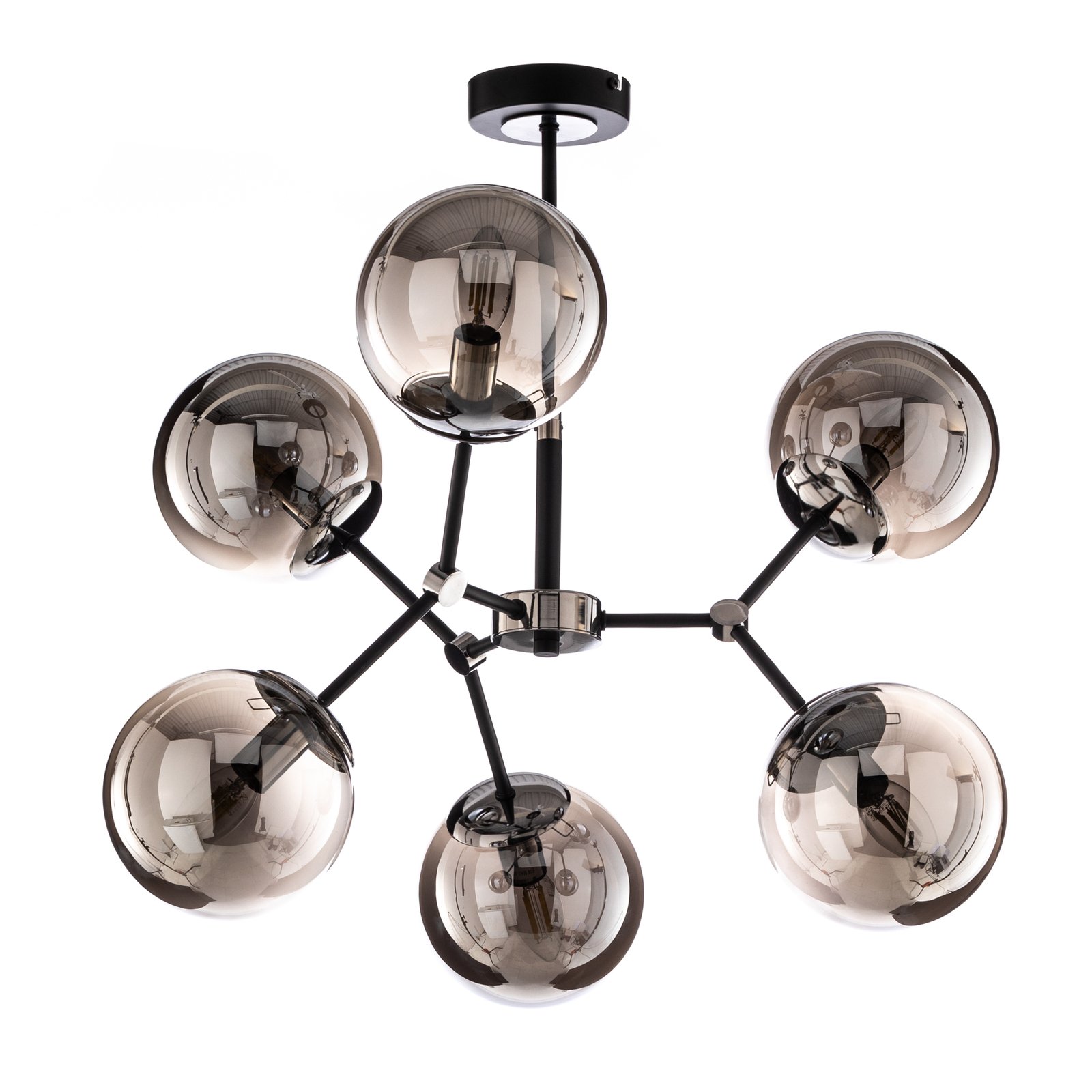 Hanglamp Foton 6-lamps zwart/zilver