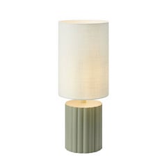 Stolná lampa Can, biela/sivá, výška 57 cm, keramika, textil