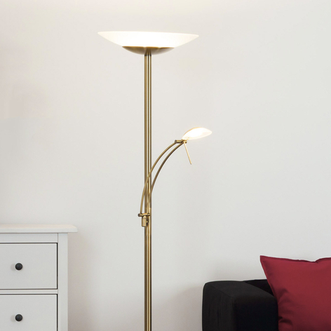Antikmässingsfärgad LED-golvlampa Ilinca, dimbar
