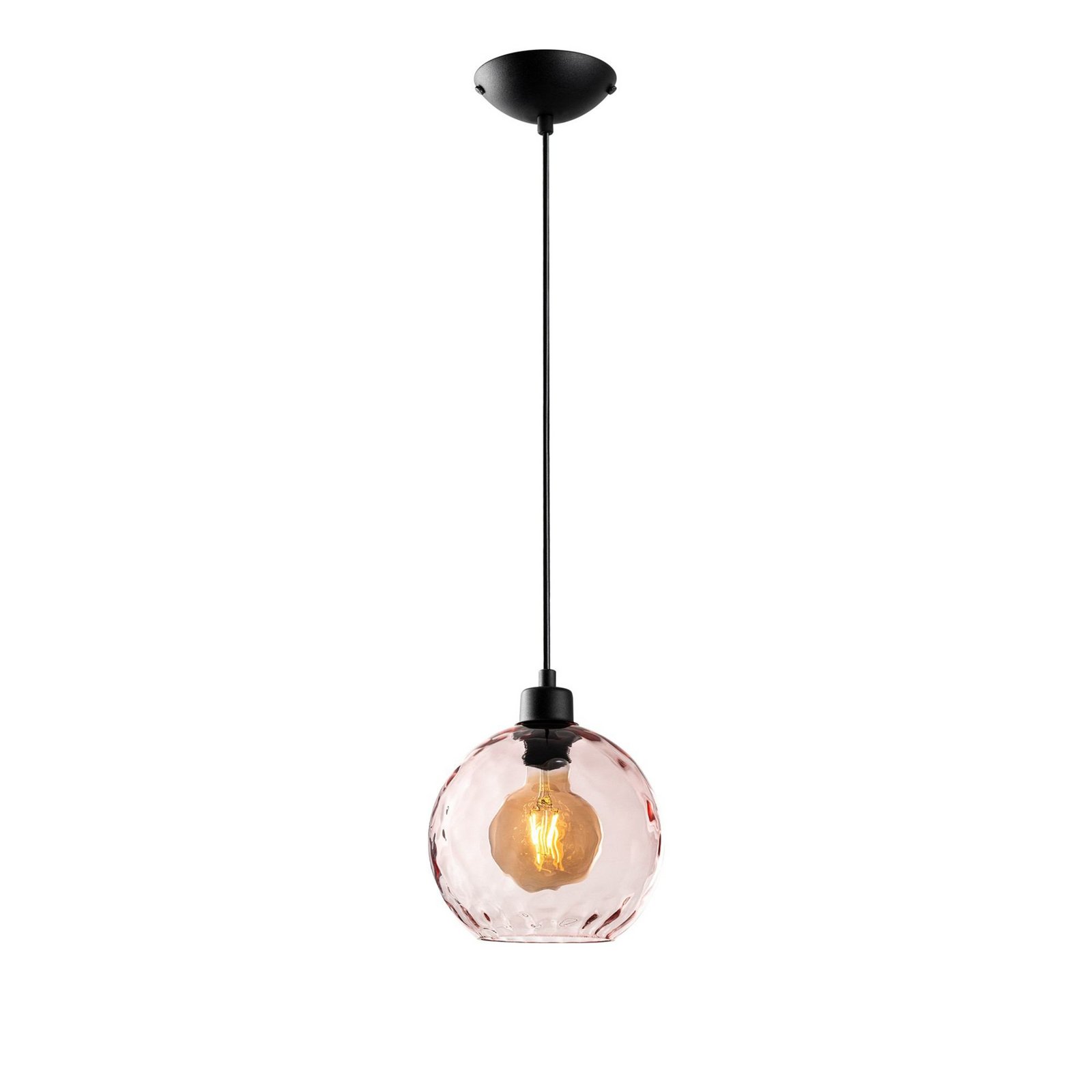Lámpara colgante Benek, rosa, cristal, Ø 20 cm, E27