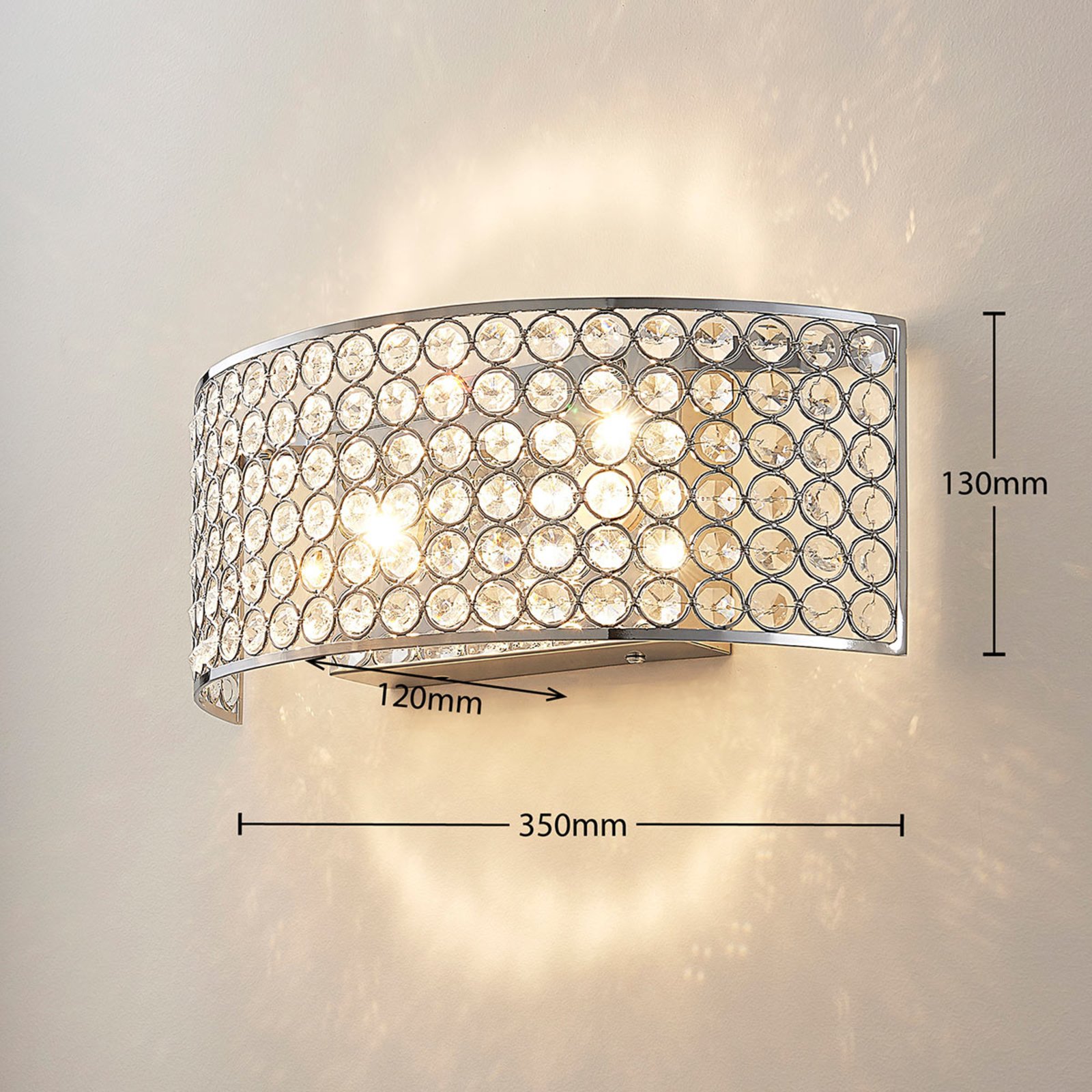 LED glass crystal wall light Alizee in chrome