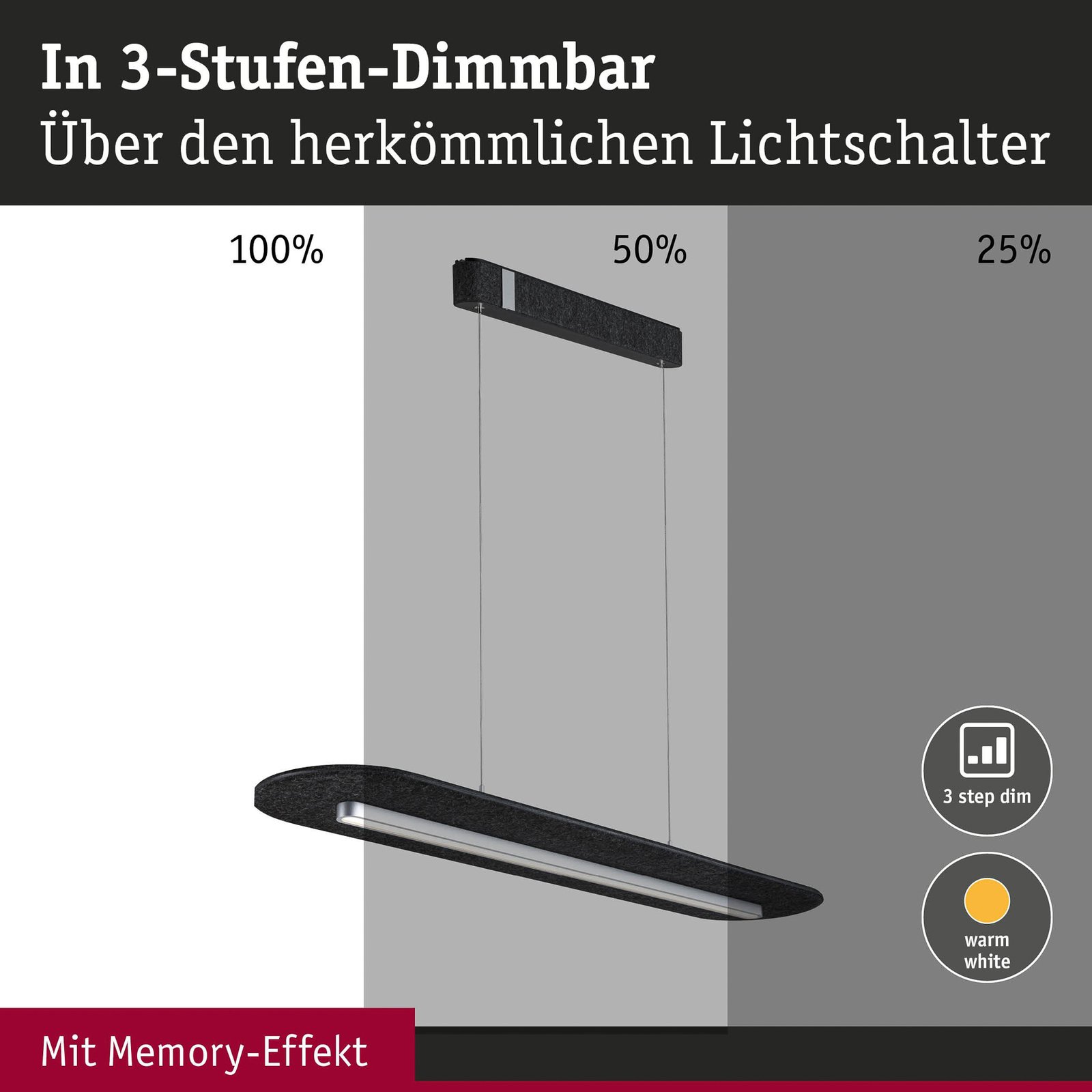 Tulga LED Pendant 3-Step-Dim Anthracite - Paulmann