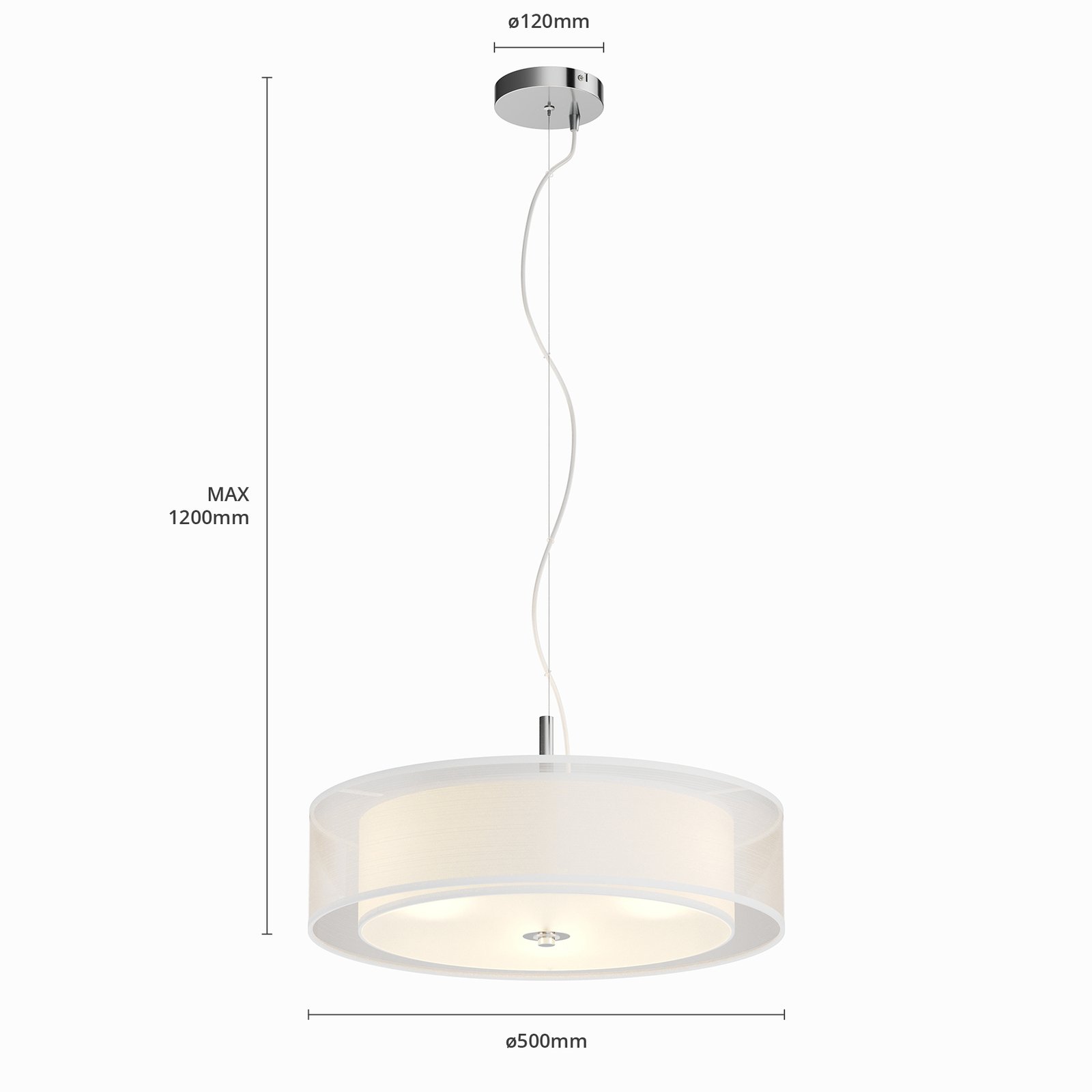 Pikka fabric pendant light for E27 LED bulbs