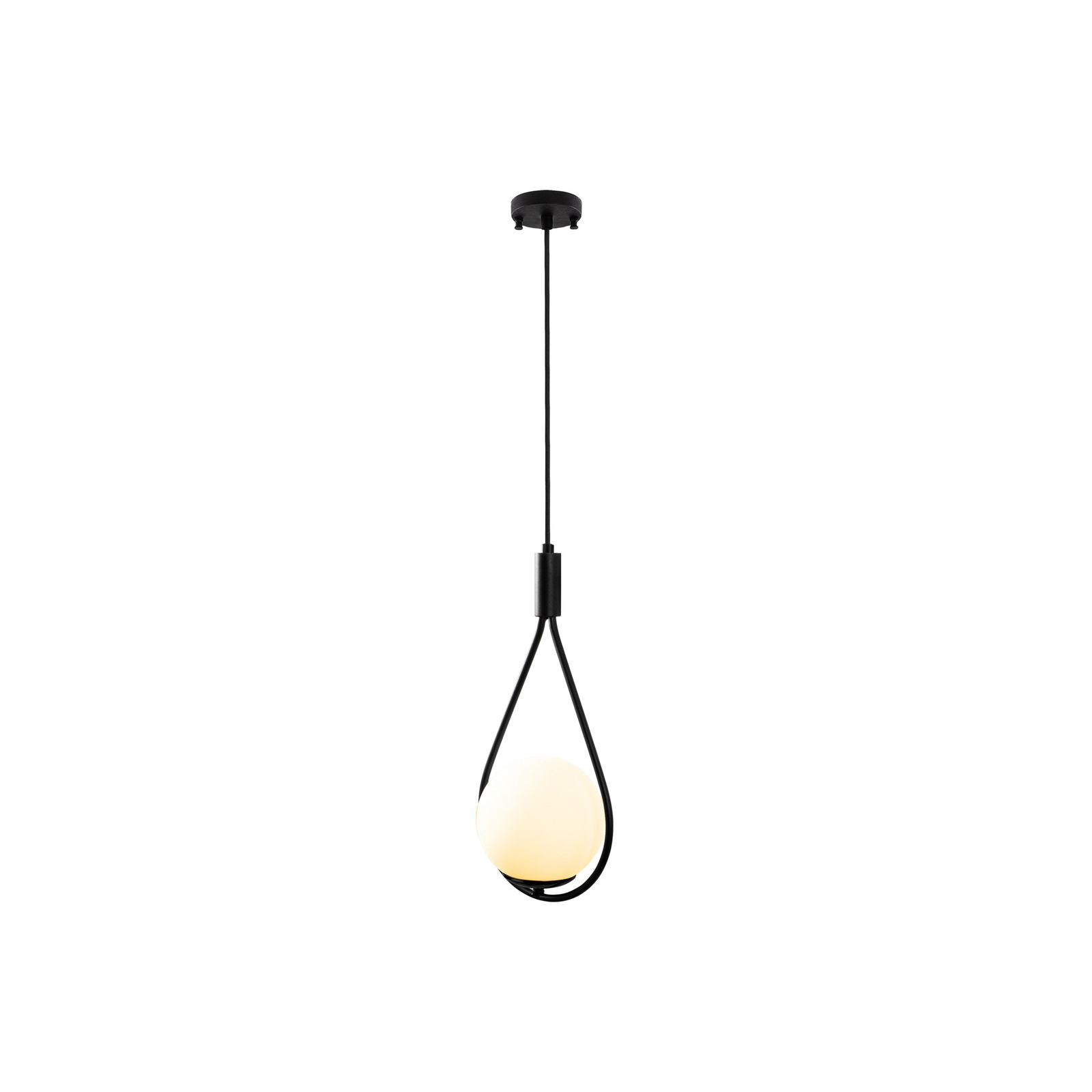 Hanglamp GMN-00008 1-lamp zwart/opaalglas