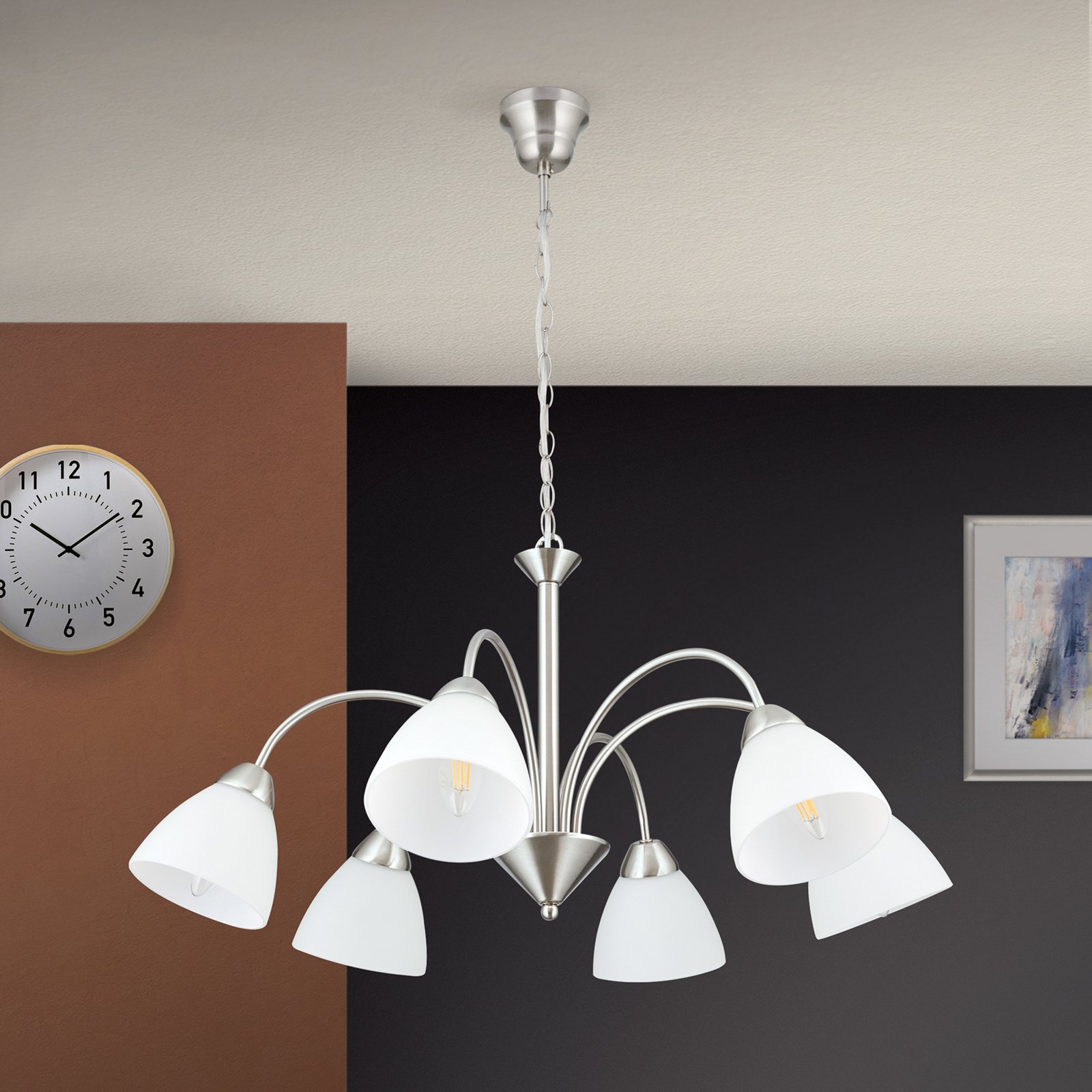 Kinga Hanging Light Charming Six Bulbs - Nickel