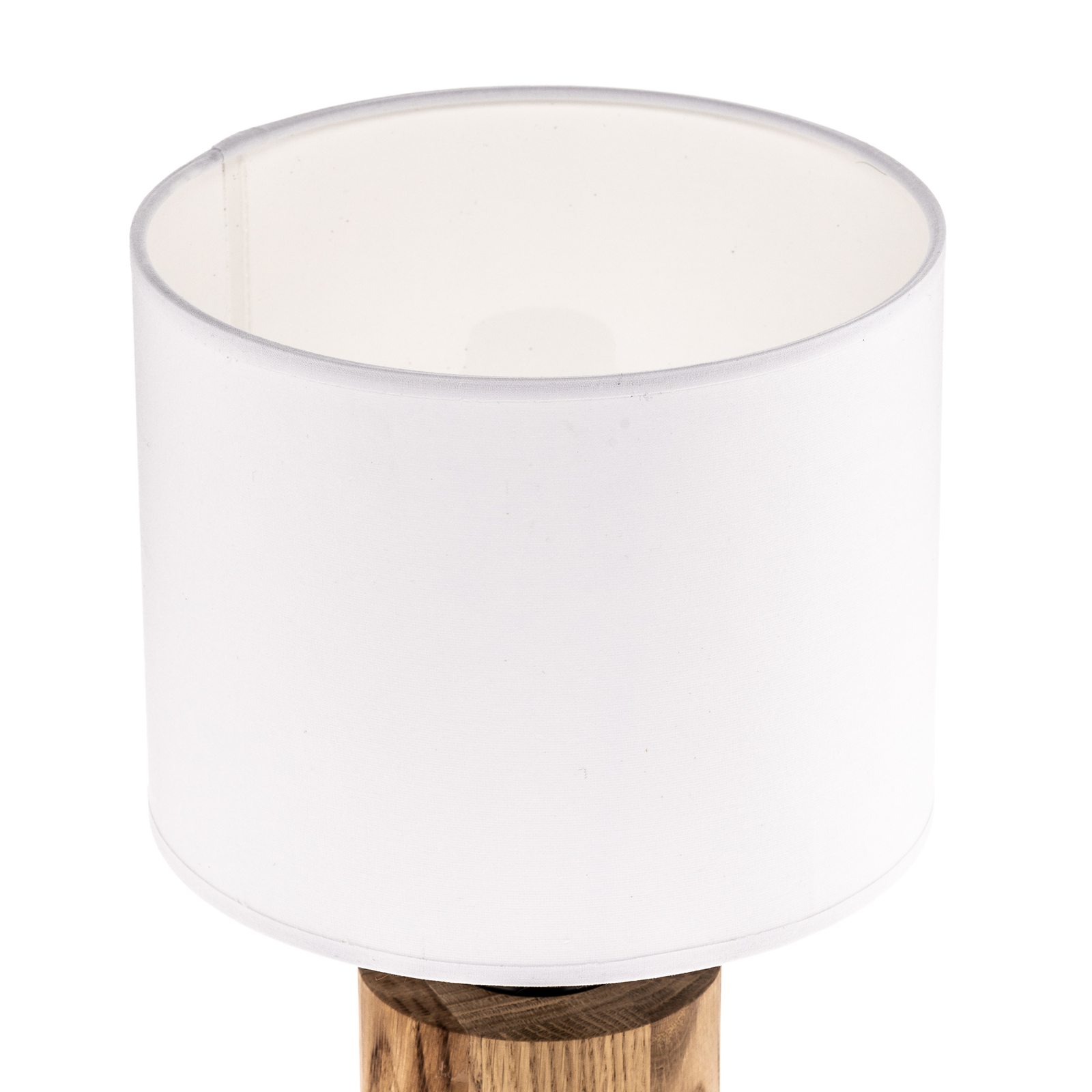 Tidas table lamp, oiled oak, Ø 20 cm, white