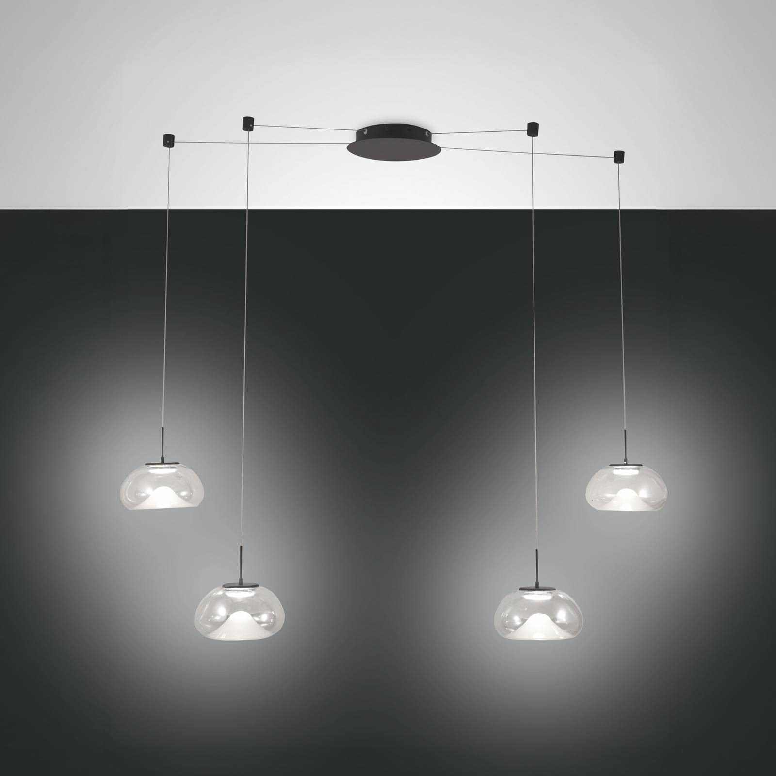 LED-Hängeleuchte Brena, 4-flg., klar, Glas, CCT, dimmbar günstig online kaufen