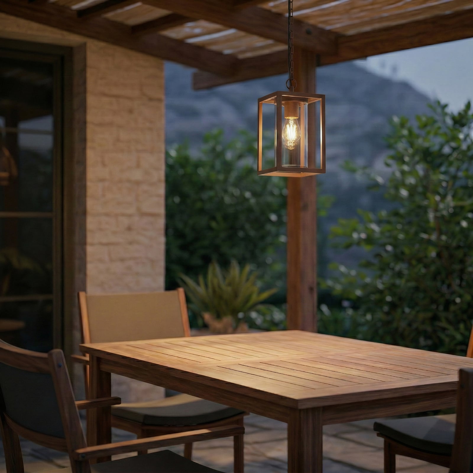 Ferda vanjska viseća svjetiljka, E27, smeđa, staklo IP44 - Lucande