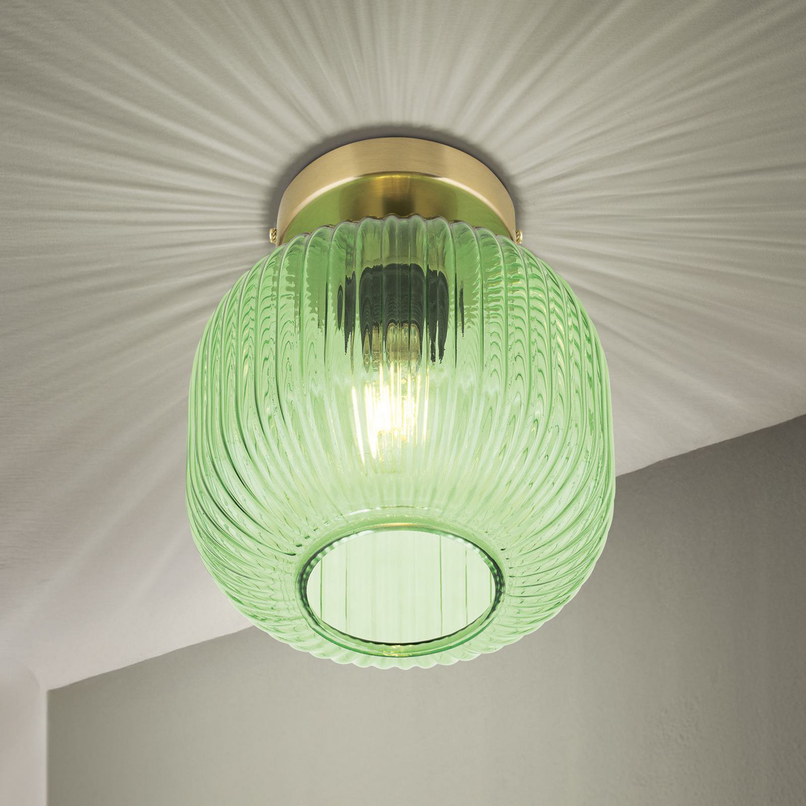 Plafonnier Carneval, vert, Ø 20 cm, verre, E27
