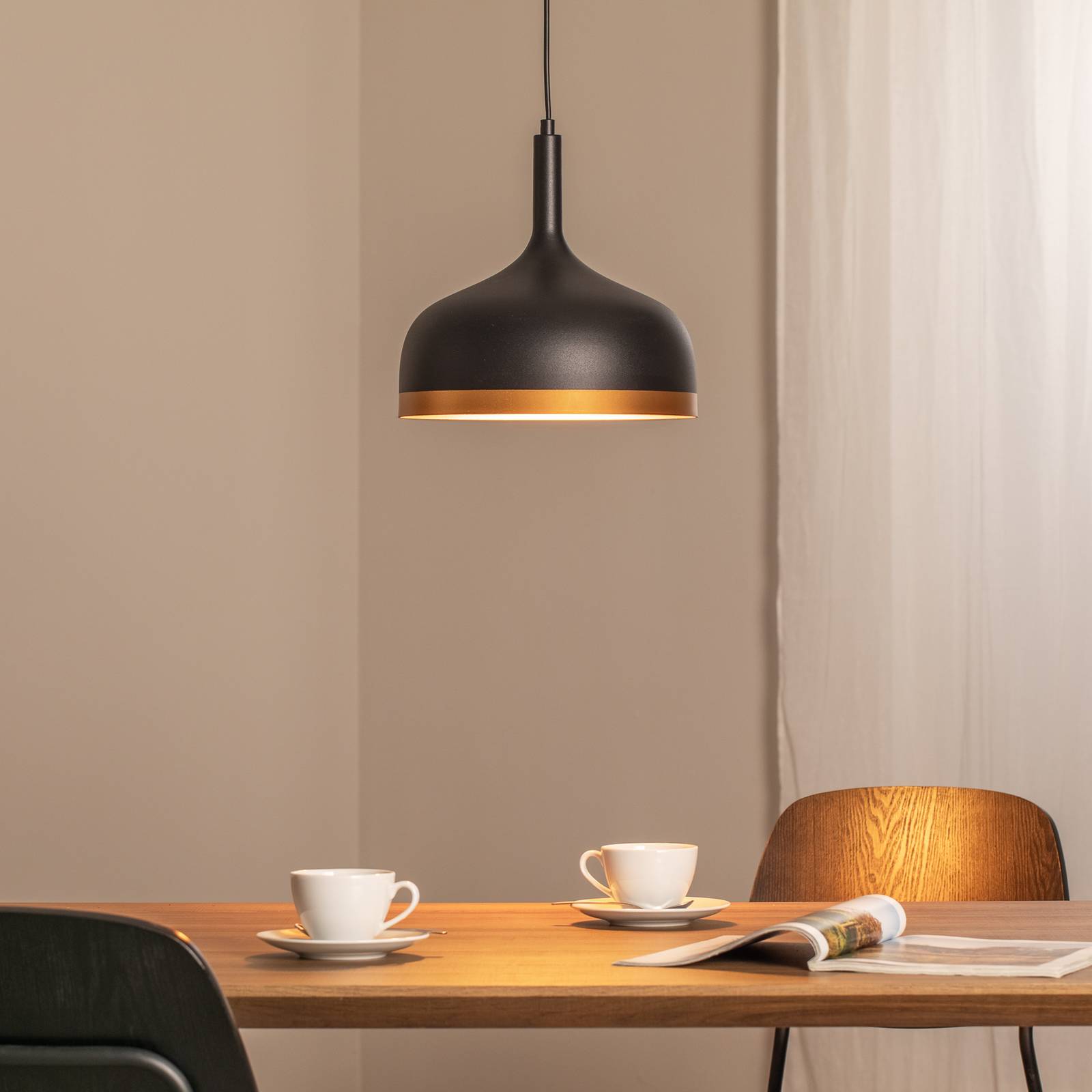 Hängeleuchte Sivani MR-826, schwarz/gold, Metall, Ø 30 cm günstig online kaufen