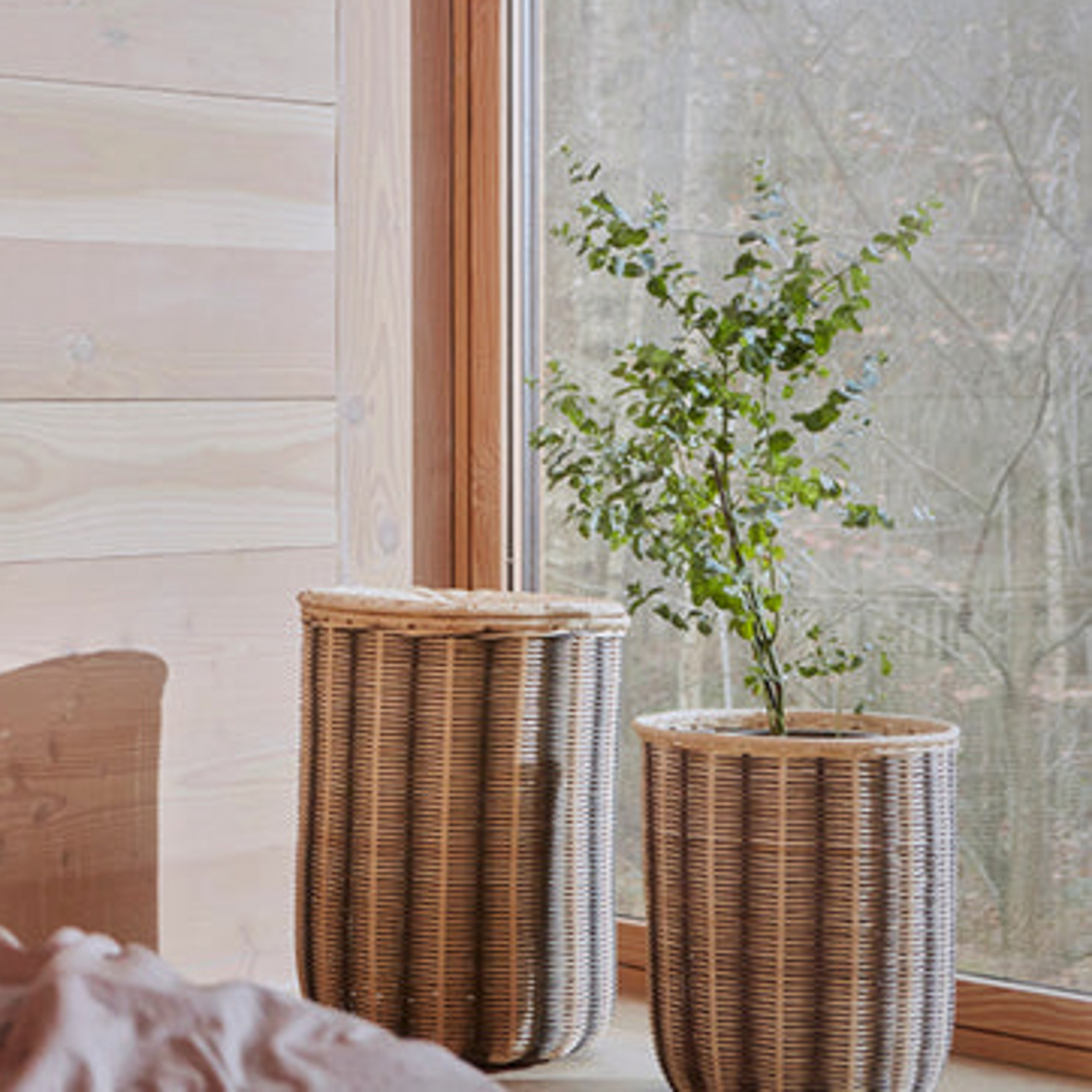 Pruhovaný košík, béžovo-šedý, 42 cm, ratan – OYOY Living Design Pruhovaný košík, béžovo-šedý, 42 cm, ratan – OYOY Living Design