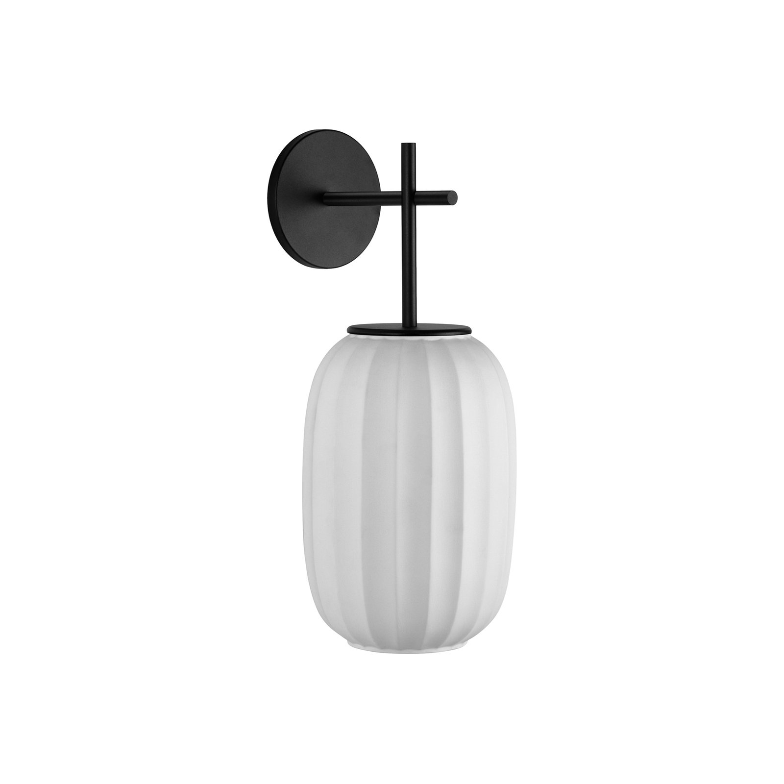 Mei wall light, vertical oval lampshade, black