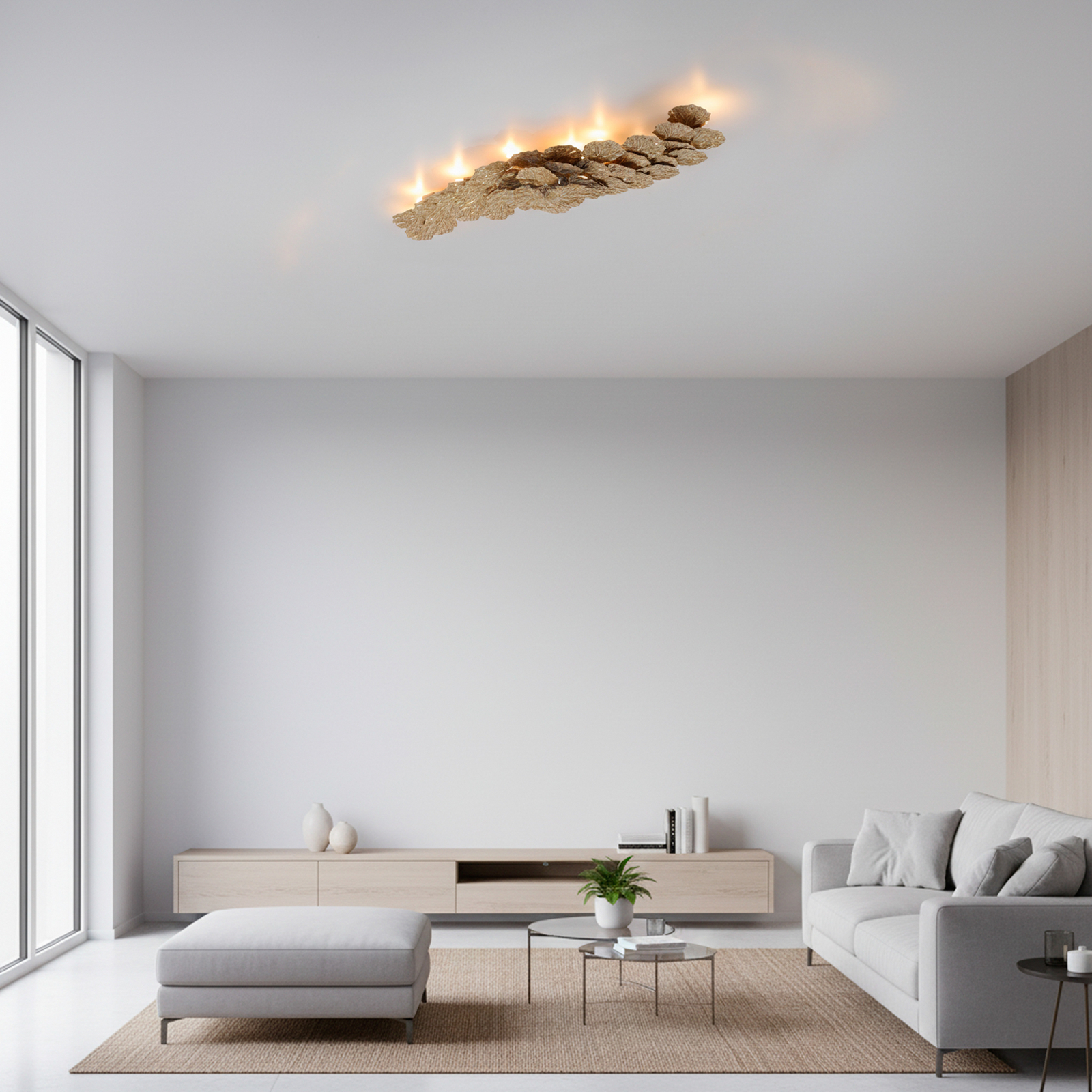 Virella ceiling lamp, antique brass finish, length 110 cm, metal Virella ceiling lamp, antique brass finish, length 110 cm, metal