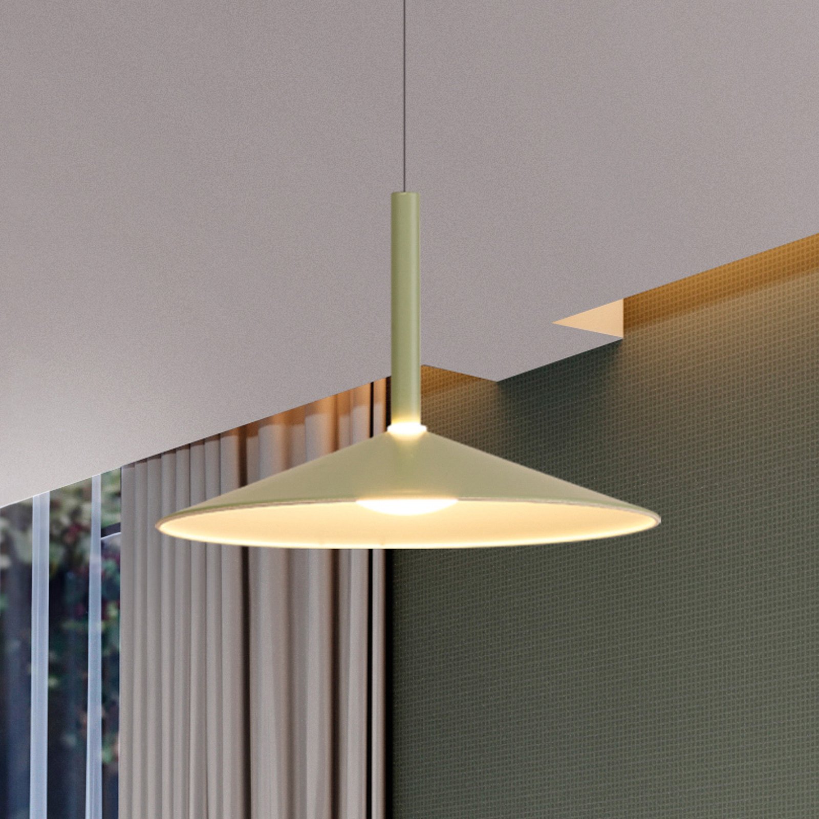 Lámpara colgante Calice LED, verde, Ø 32 cm, regulable en altura