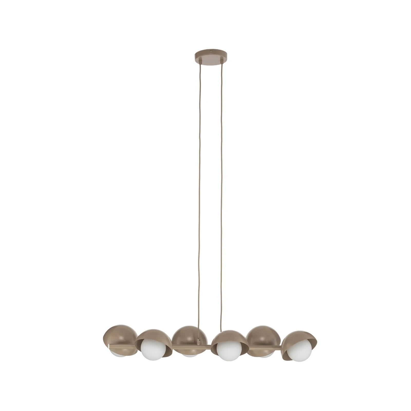 Suspension BOOM, beige, longueur 88 cm, à 6 lampes, métal/verre