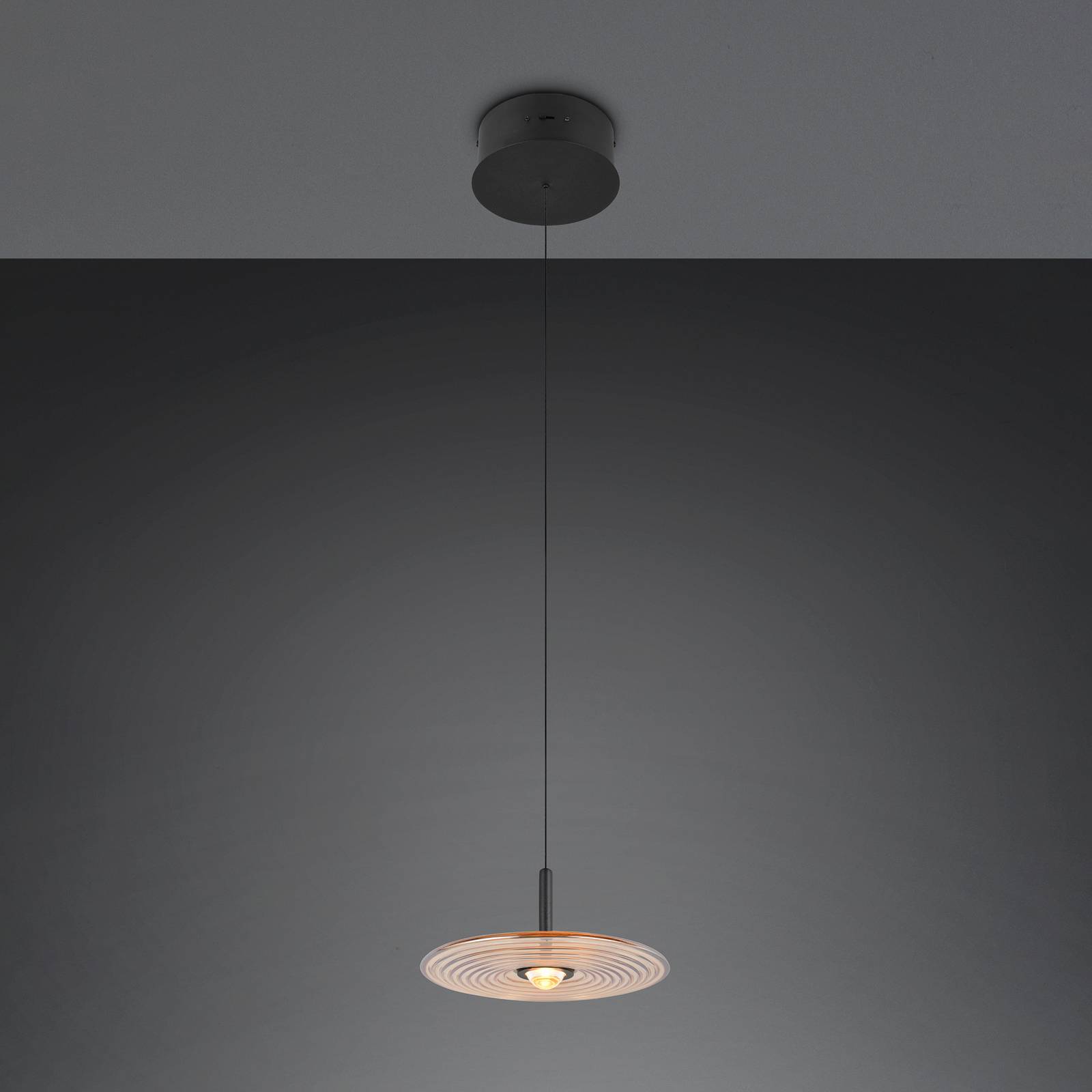 Trio Lighting LED hanglamp Sirena, zwart/amber Ø 20 cm, glas, CCT