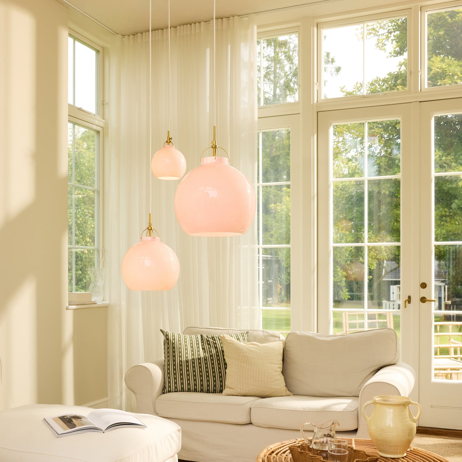 TOSCANA Hängeleuchte, rosa, Ø 36 cm, Glas Halo Design - Esszimmer - Einflammig