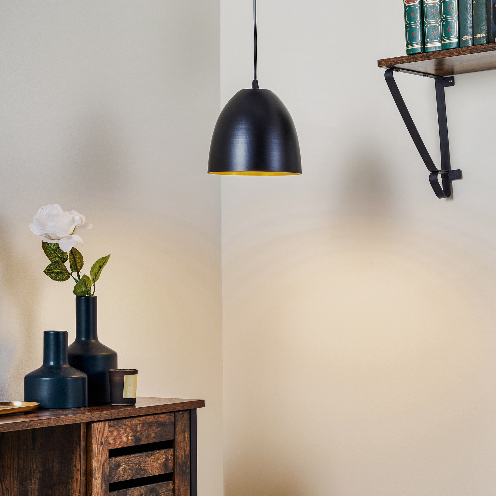 Lampa wisząca Lenox, 1-punktowa, czarna/złota