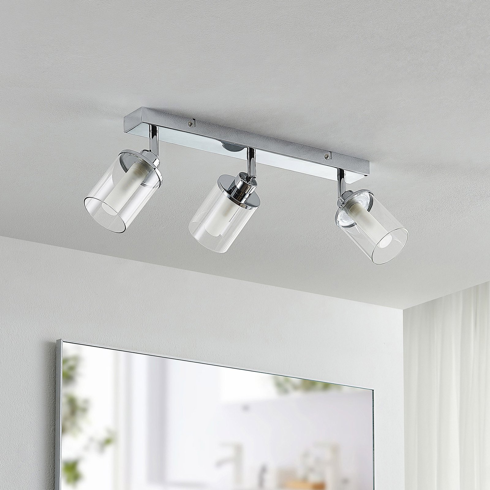Lindby Vinza spotlight with double shade, chrome long