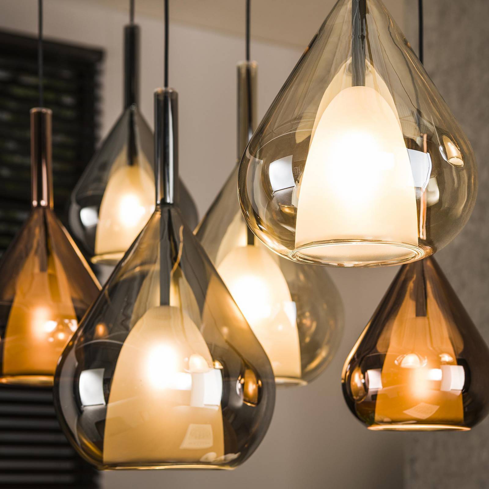 Lampa wisząca mieszana Aurelie, 7-punktowa, szklana, wielokolorowa
