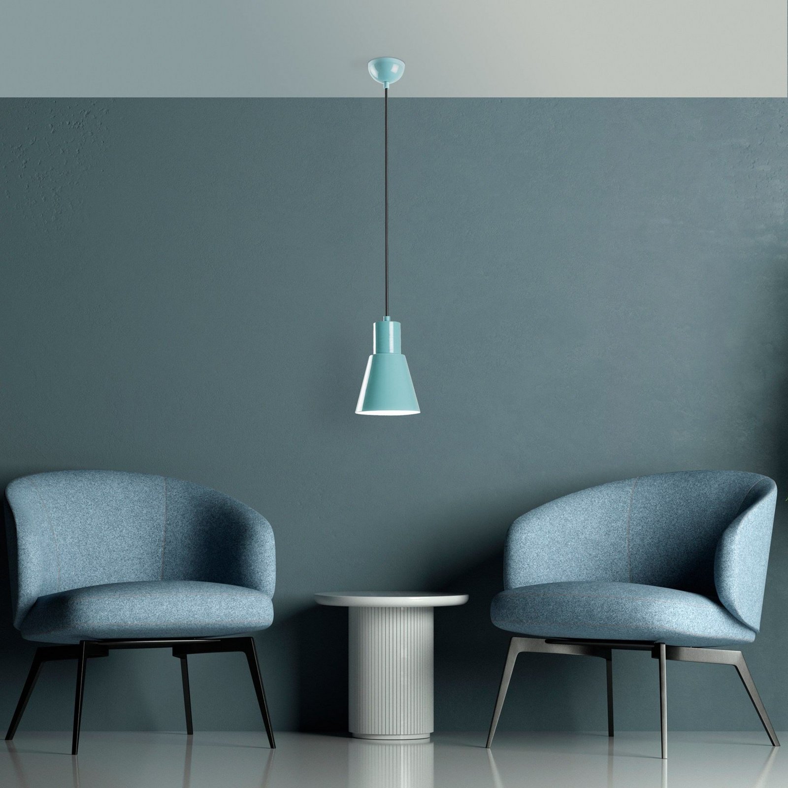 Konikkem pendant light, turquoise, metal, Ø 14 cm, E27