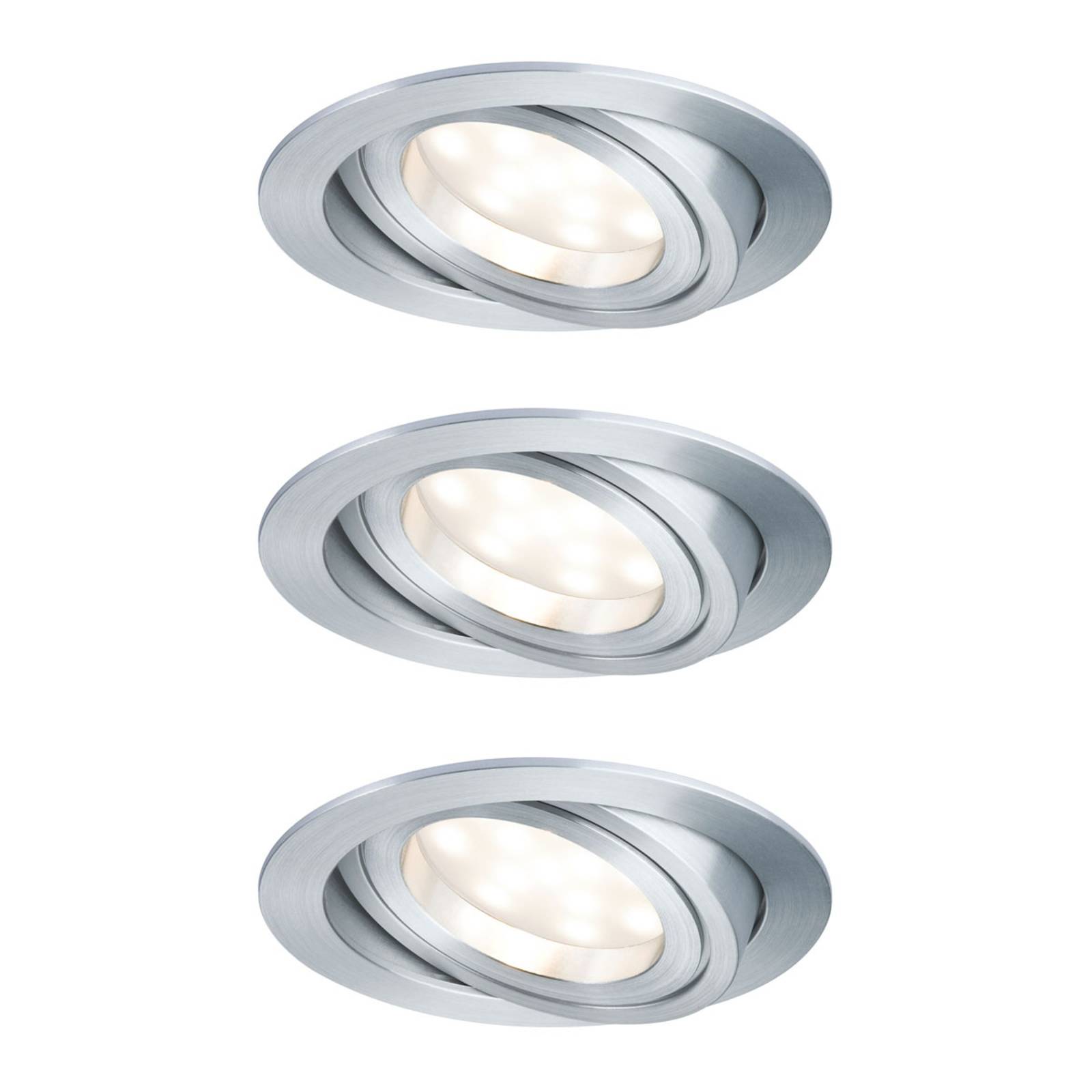 Paulmann Licht Paulmann No. 93970 LED Einbauleuchte Coin dimmbar 7W, Alu gedreht, 3er-Set IP23