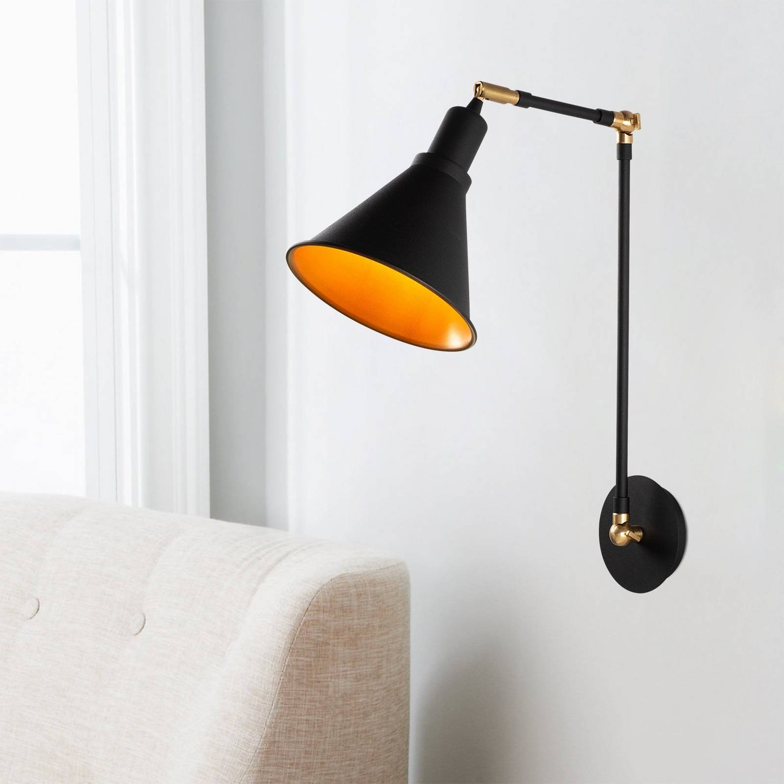 Wandleuchte Berceste 7956, schwarz/gold, Höhe 56 cm günstig online kaufen