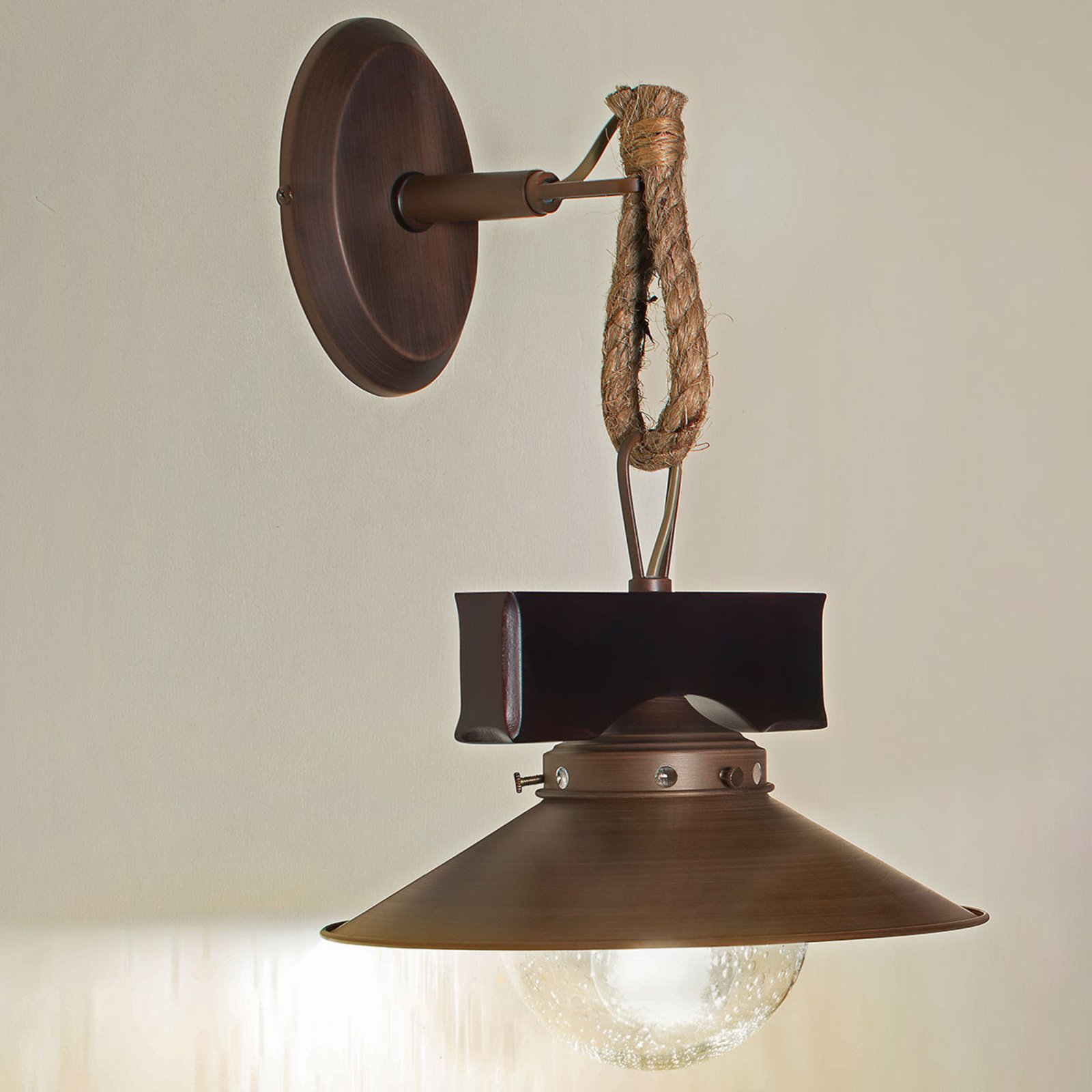 Rustic Nudos zidna svjetiljka u kombinaciji materijala