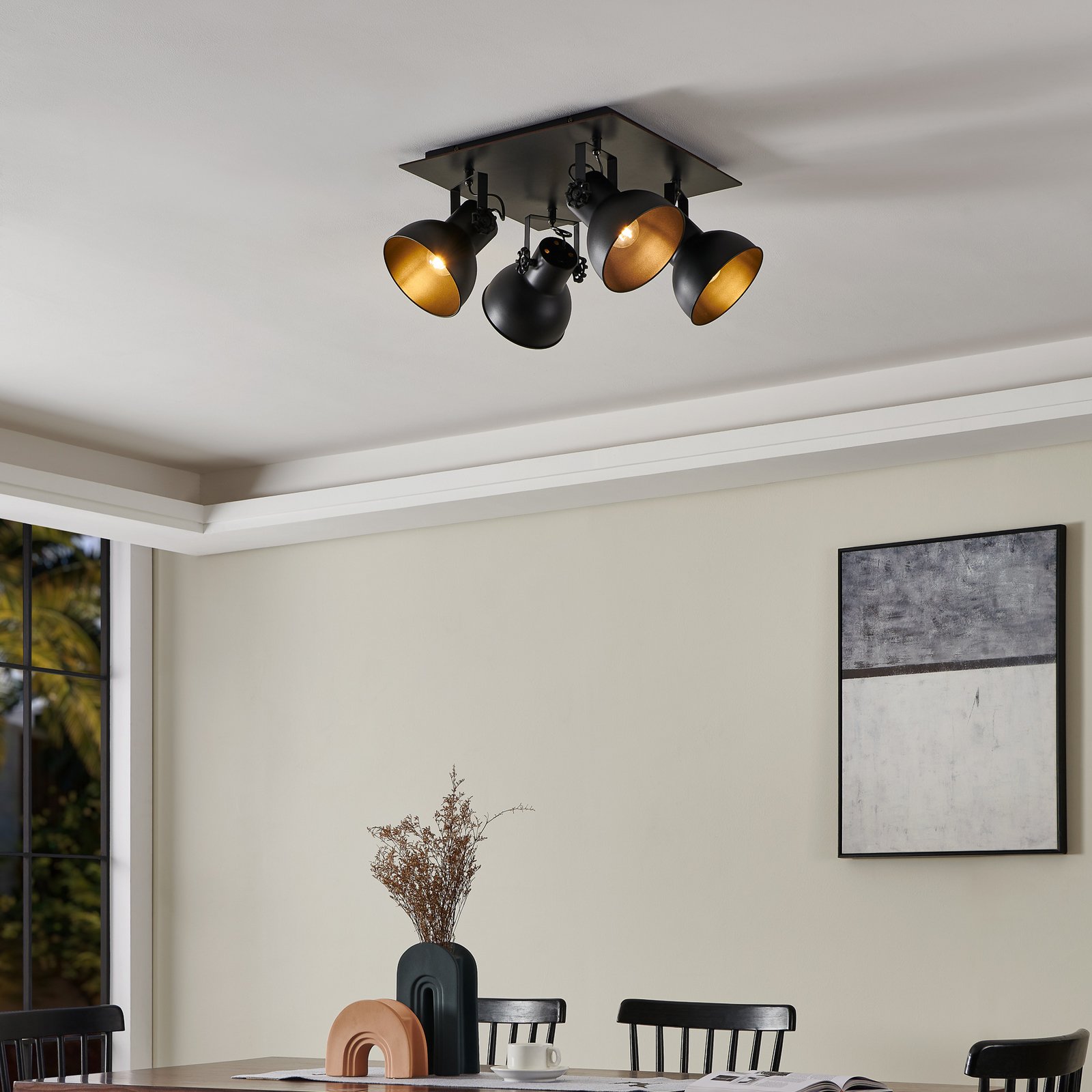 Barnstaple προβολέας οροφής, μαύρος, τεσσάρων εστιών