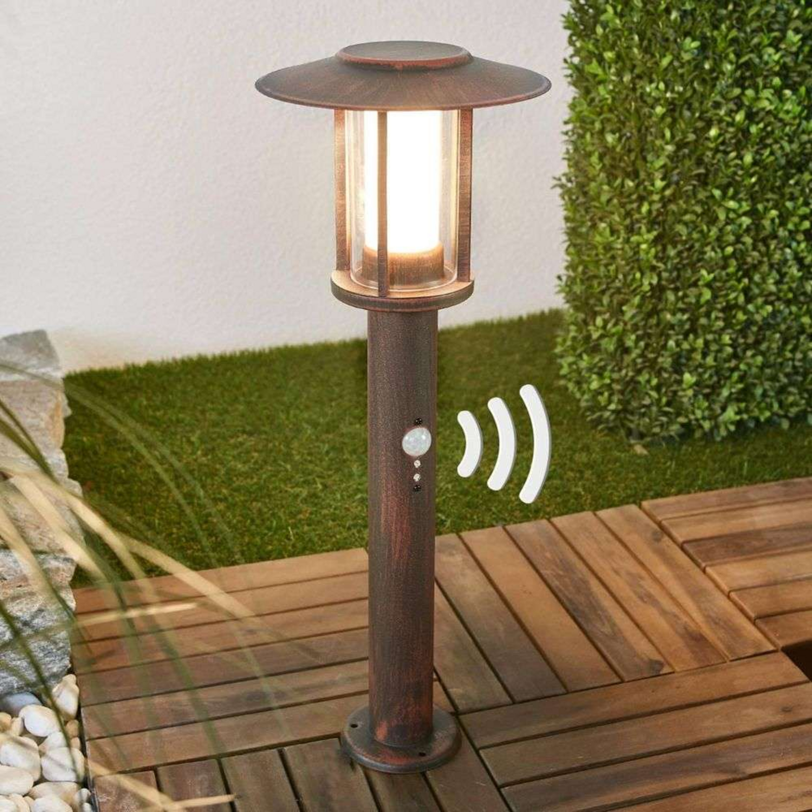 Pavlos LED Garten Leuchte w/Sensor Rust - Lindby