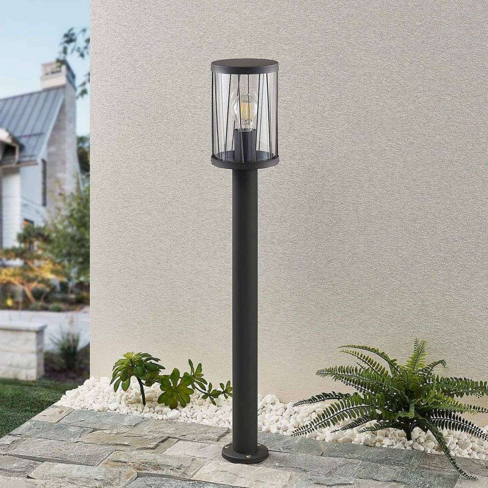 Yonan Lampă de Stâlp Exterior H80 Dark Grey/Clear - Lindby