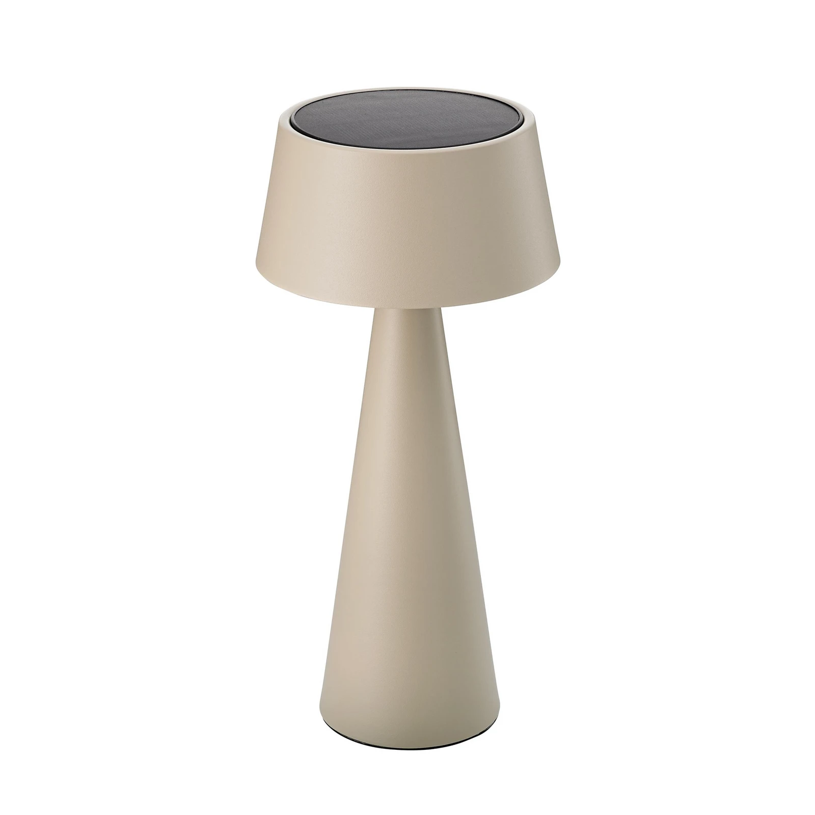 LED-Akku-Τραπεζοκαθιστικό φως Solino, μπεζ, ηλιακό/USB, 26 cm, IP44