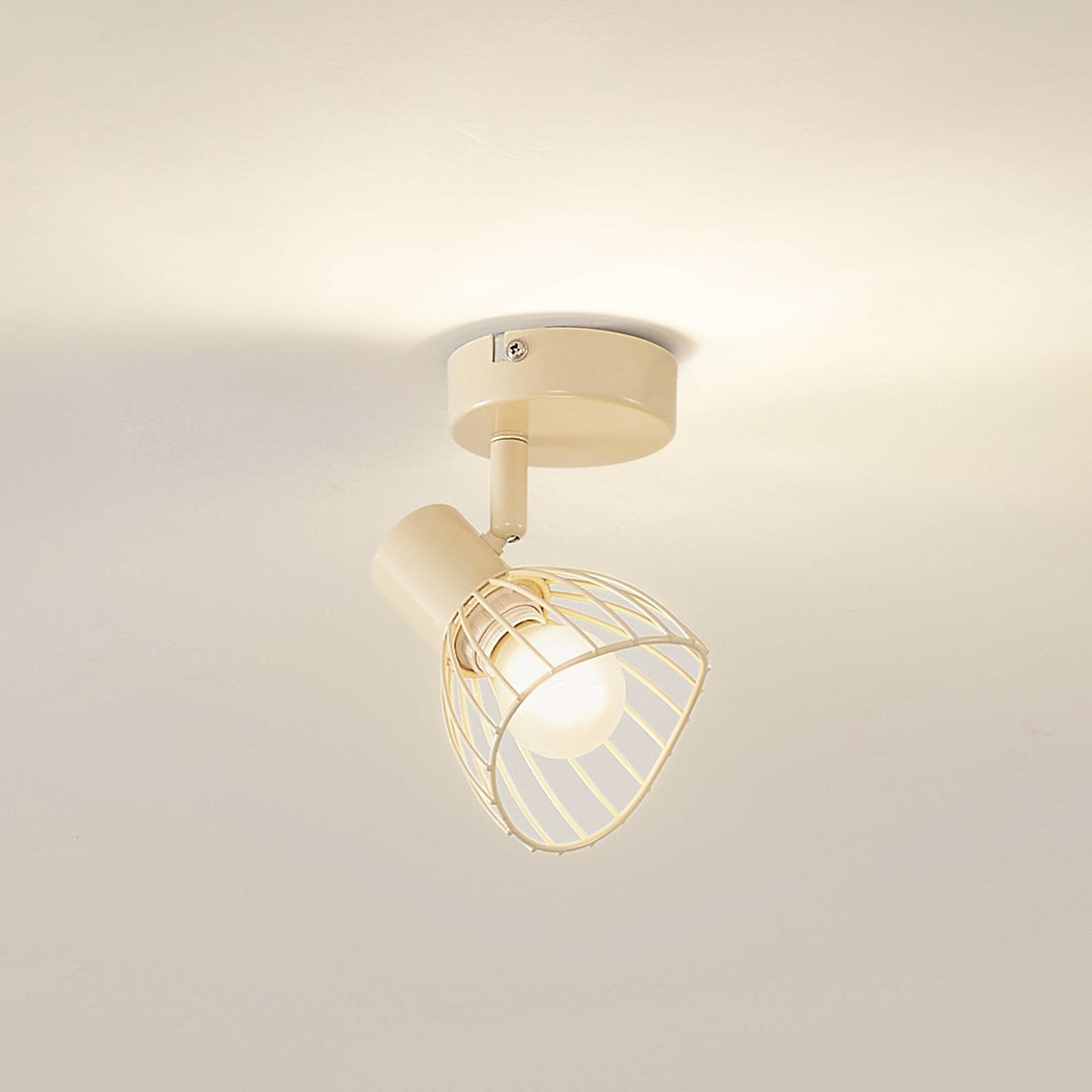 Lindby plafonnier Piena beige 1 lampe fer