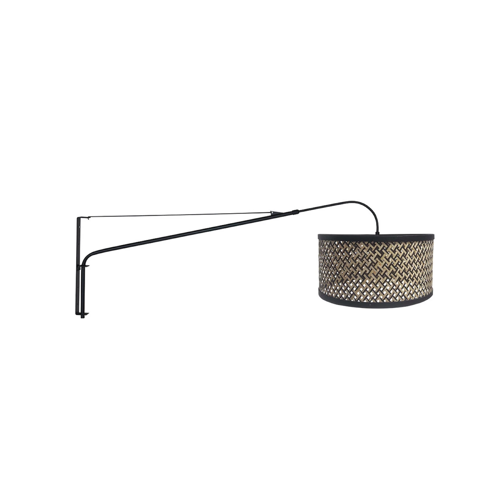 Kinkiet Elegant Classy, czarny/plecionka czarno-drewniana