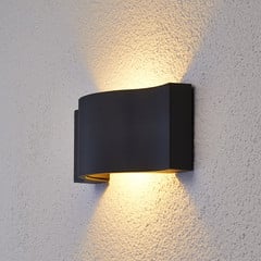 Aplique de pared LED Lucande Jace, antracita, metal, 28 cm, IP54