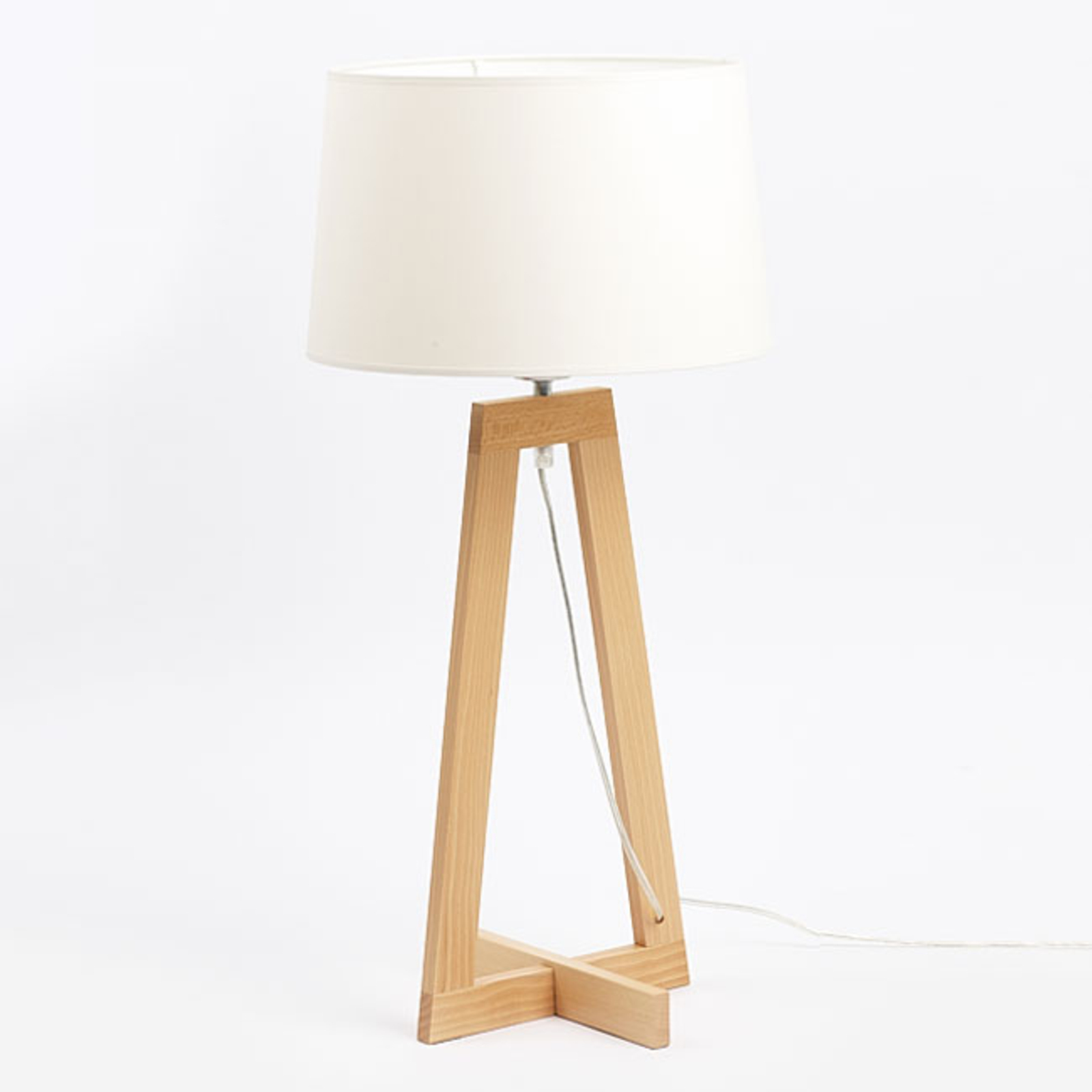Lampa stołowa Sacha LT z tkaniny i drewna