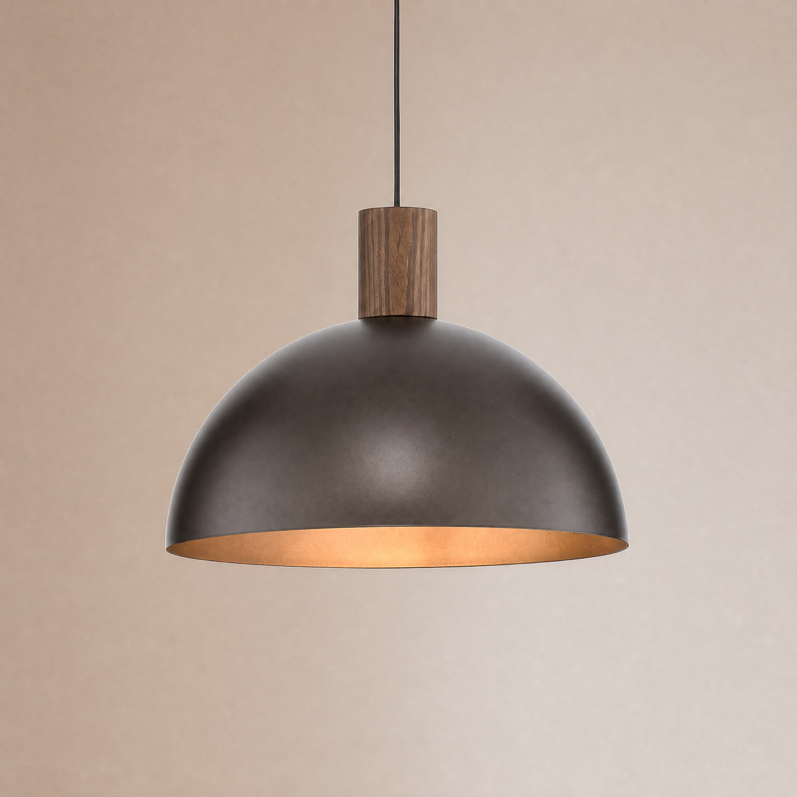 TK Lighting Lampă suspendată Oslo maro metal Ø 34 cm E27 - Camera de zi / sufragerie - Modern - maro lemn închis la culoare