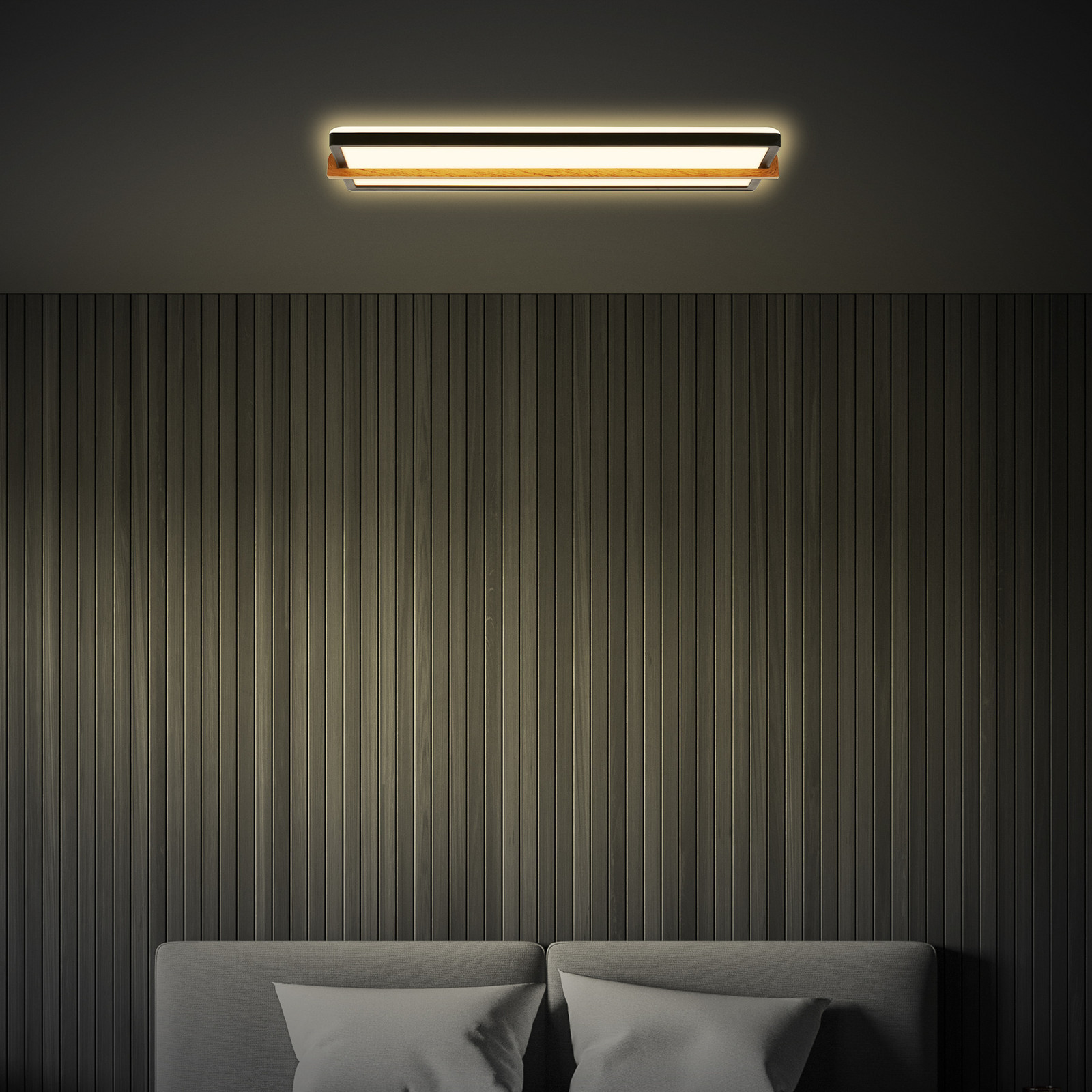 Briloner Remsa plafonieră LED 20x60.5 cm plastic negru - Camera de zi / sufragerie - negru lemn deschis