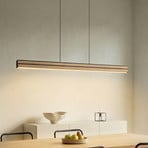 Quitani LED hanglamp Lisene, eiken/zwart CCT 117 cm, dimbaar