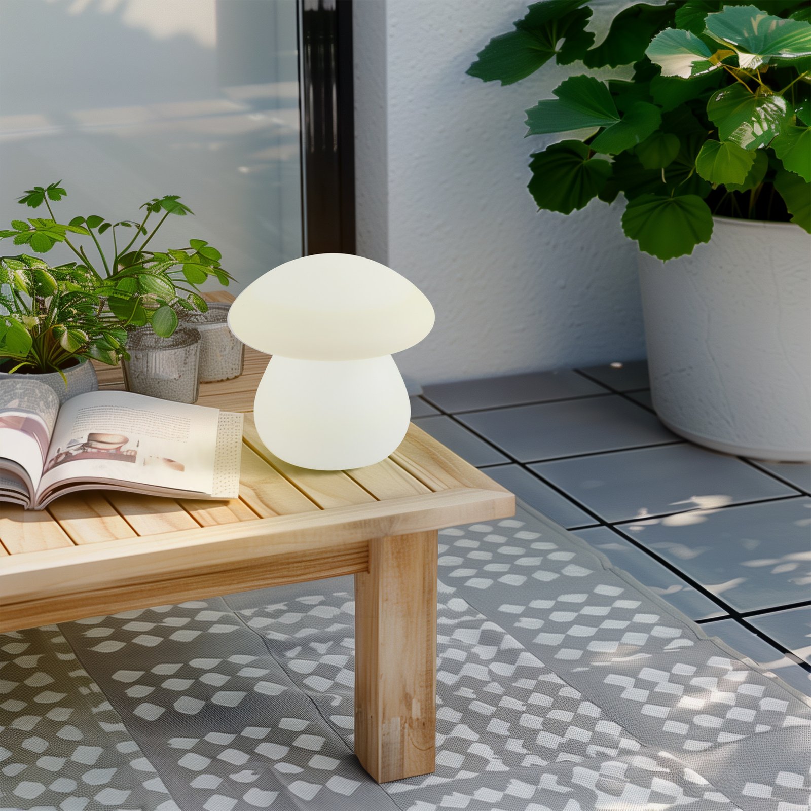 Lindby LED rechargeable outdoor table lamp Vernate, RGBW, white, dimmable