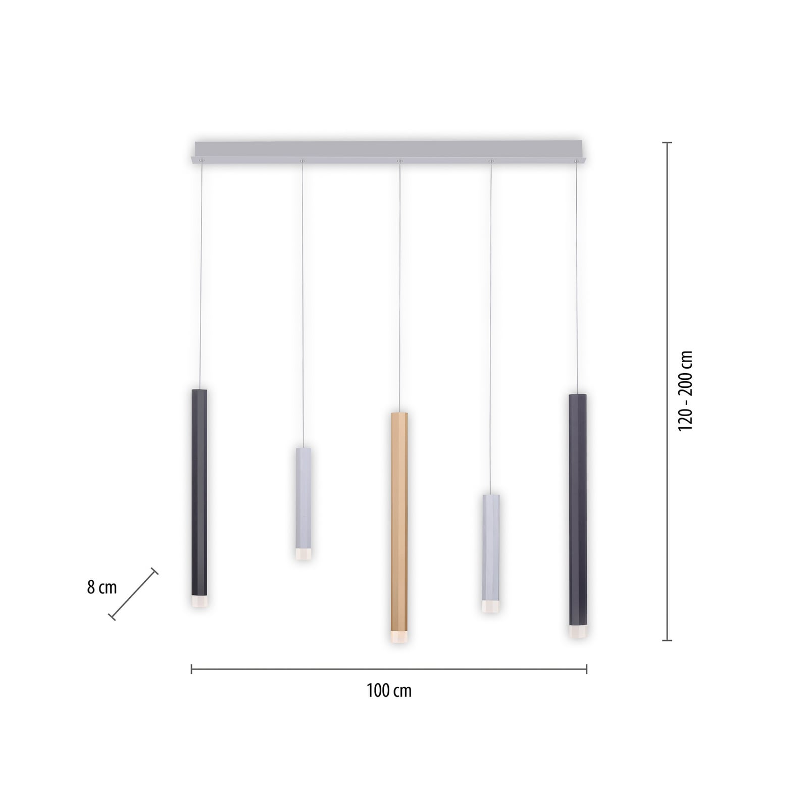 Gemin LED-Pendelleuchte, bunt, 5-flammig - PURE Gemin LED-Pendelleuchte, bunt, 5-flammig - PURE