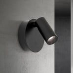 LED battery-powered wall spotlight Luxy, black, aluminium, CCT, dimmer