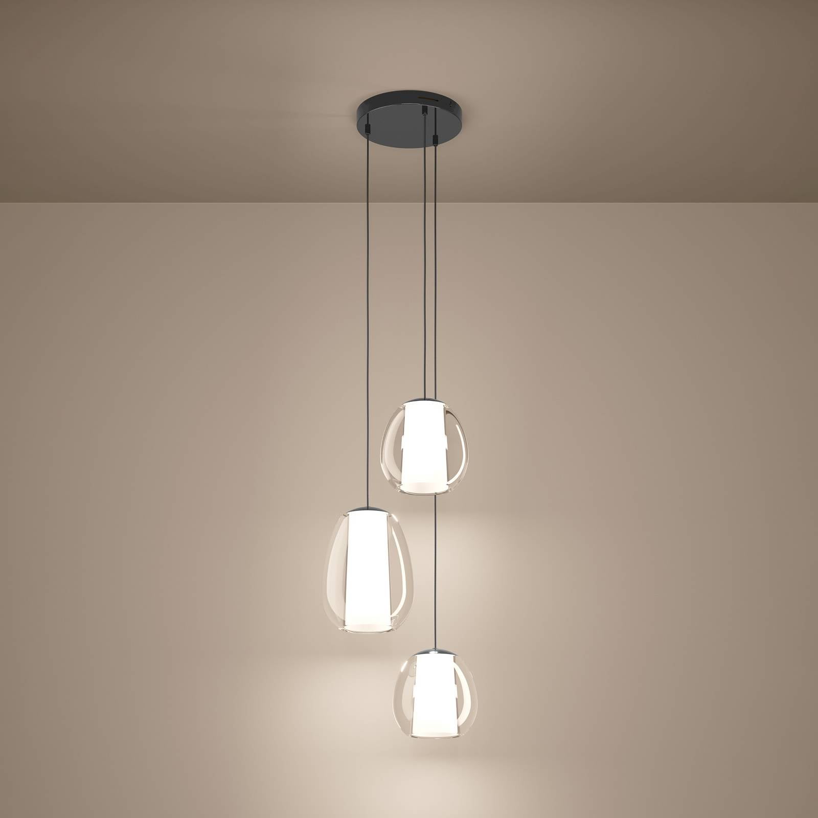 Suspension LED Stars of Light Menorca nickel 42 cm, à 3 lampes, CCT