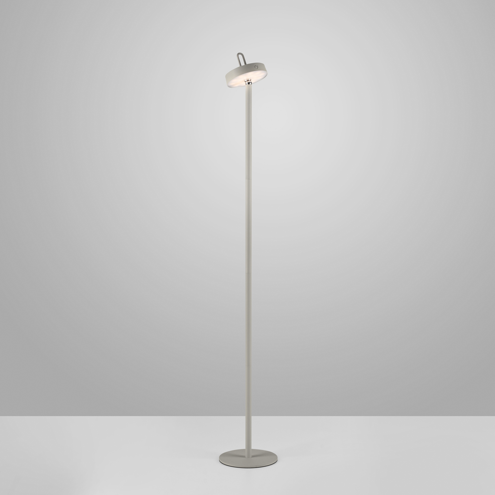 JUST LIGHT. LED-Akku-Stehleuchte Amag, grau-beige Eisen IP44