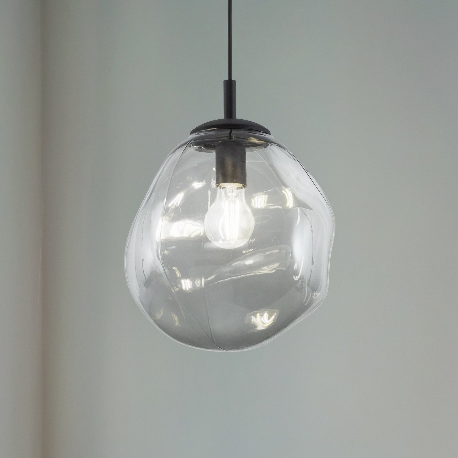 Sol Mini hanglamp, glas, Ø 25 cm, zwart/grafietgrijs