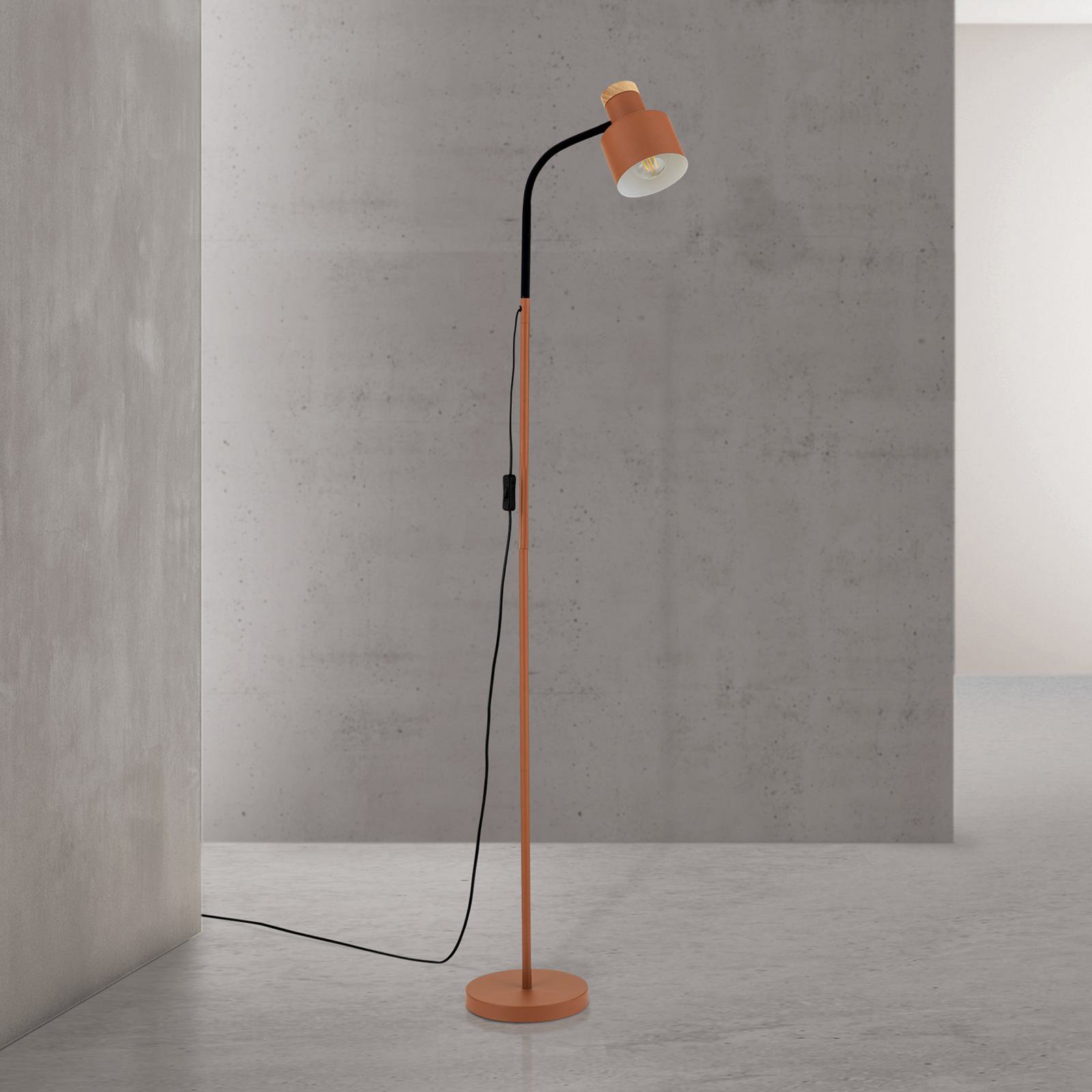 Gulvlampe Gili, stål, koralrød, højde 150 cm, E27