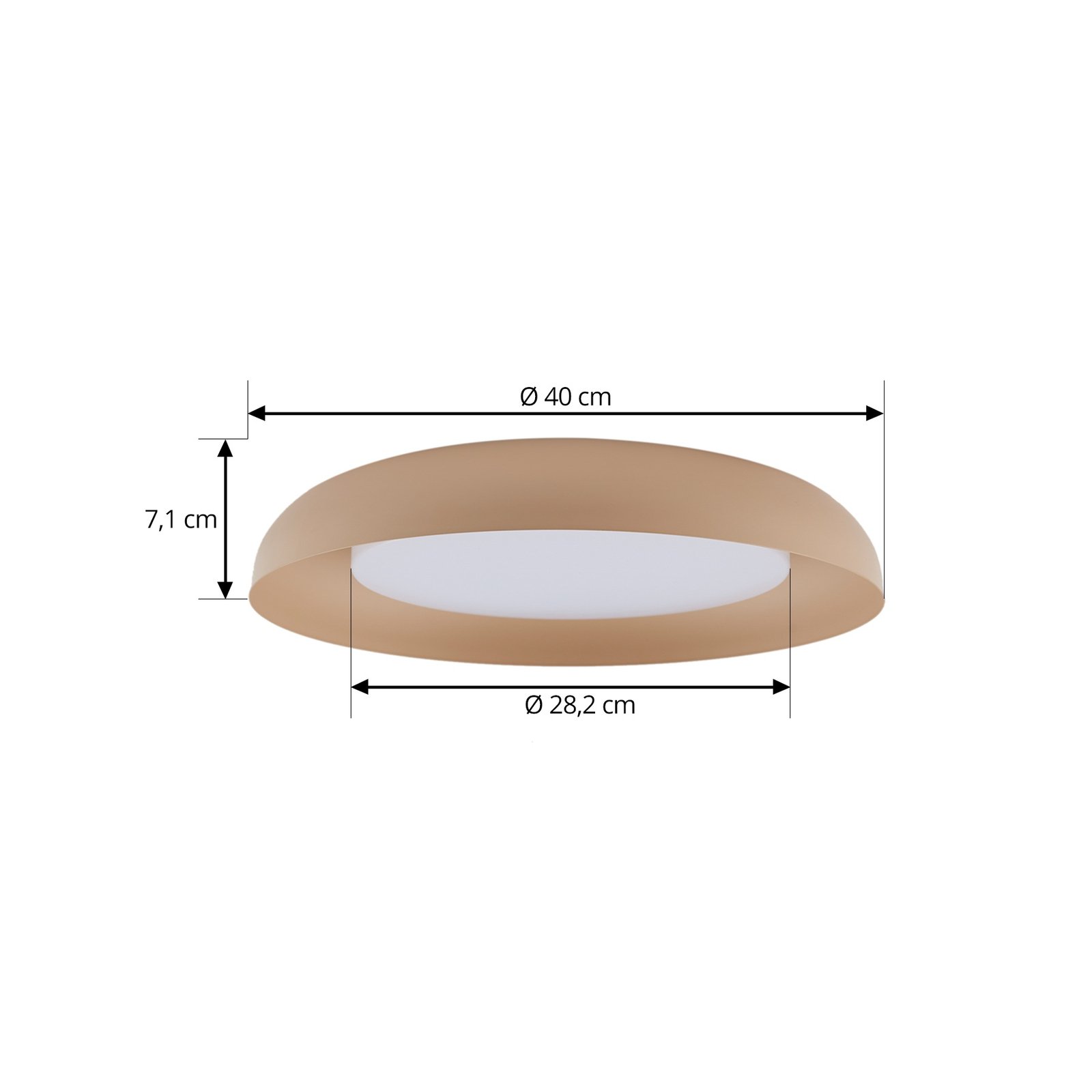 Lindby Plafonnier LED Florie, beige, PC, Ø 40 cm