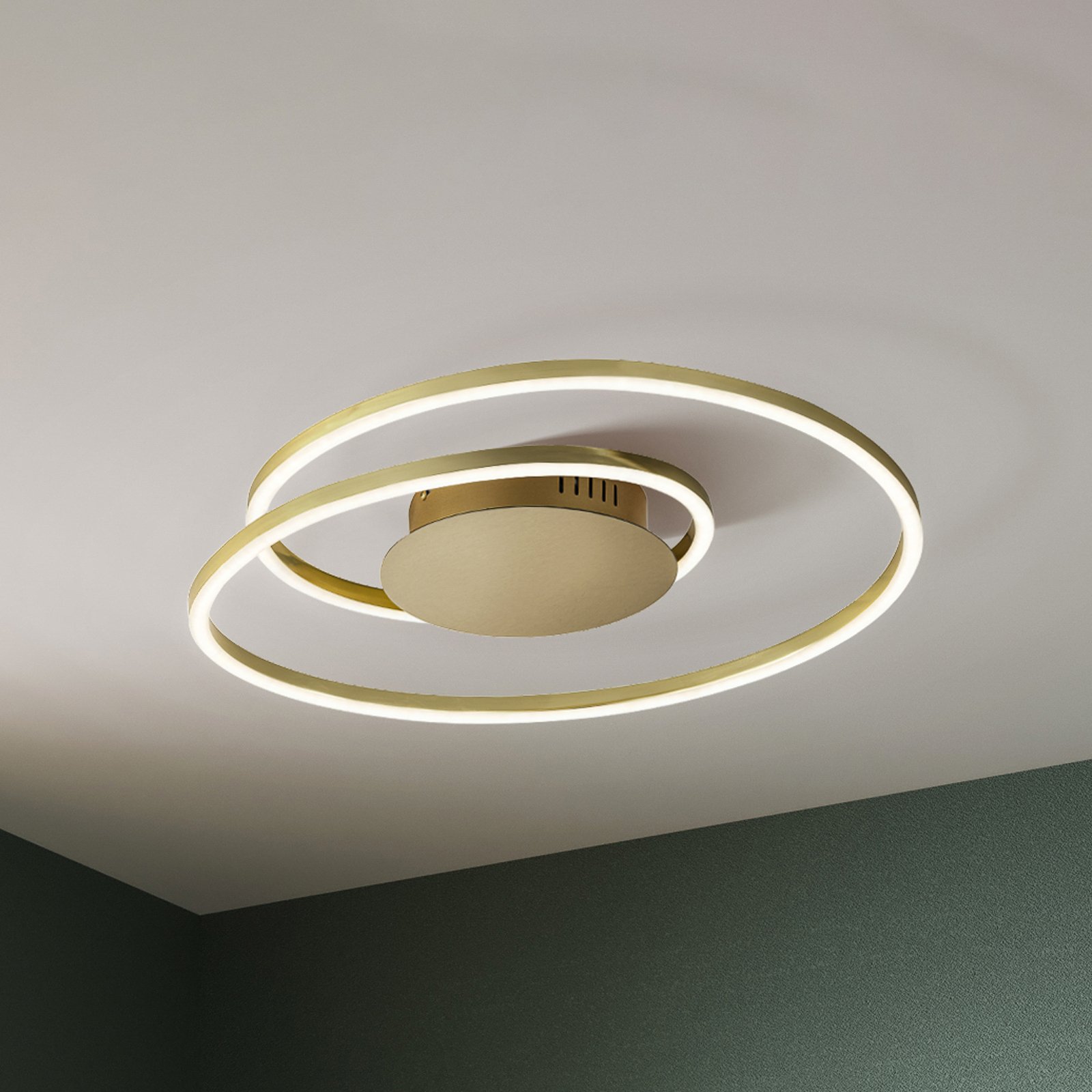 LED ceiling light Holy Ø 49cm matt brass