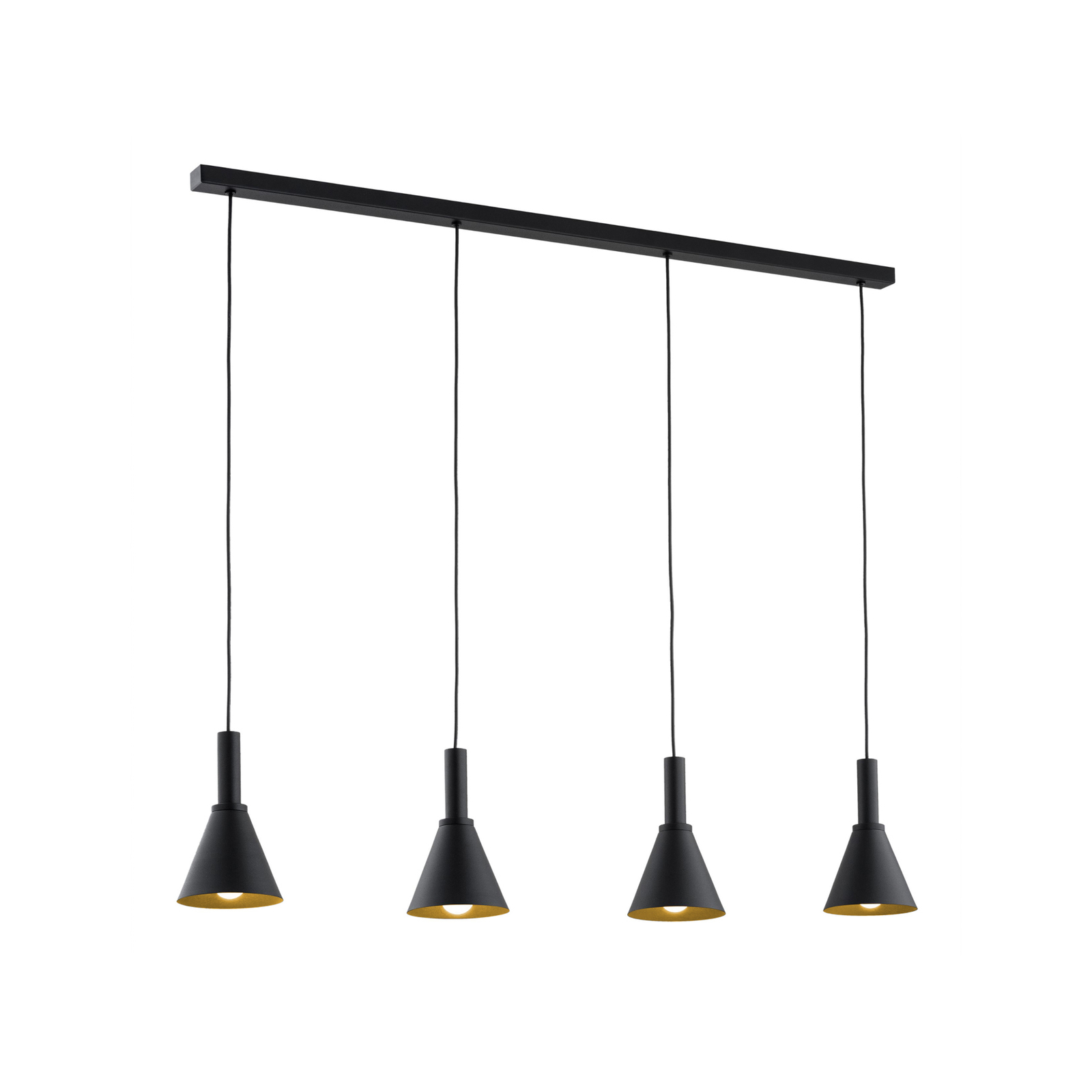 Candeeiro de suspensão Norte, aço preto/dourado comprimento 114 cm, 4