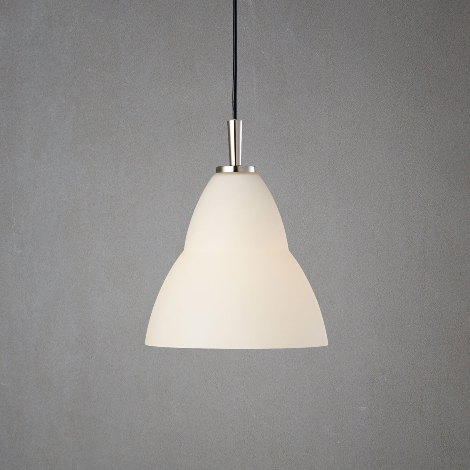 Herstal Fico S glass pendant light, Ø 18 cm, for Living / Dining Room, fabric, metal, glass, E14, 40 W, energy efficiency: A++, H: 17 cm